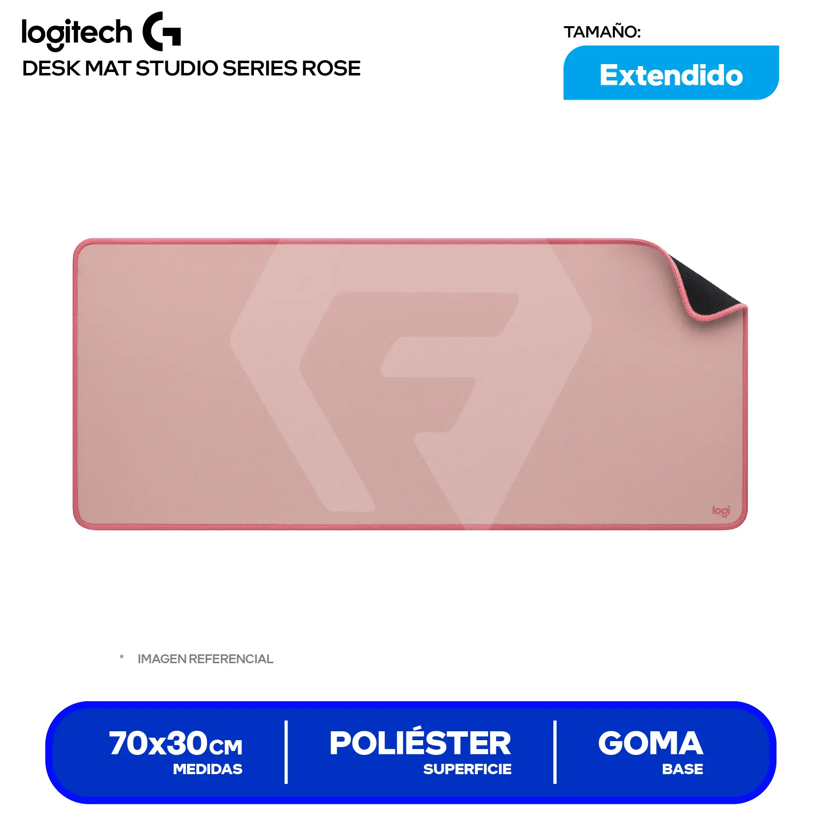 Pad Mouse Logitech Desk Mat Studio Series Rosa (956-000048) XL, 700 x 300 x 2mm