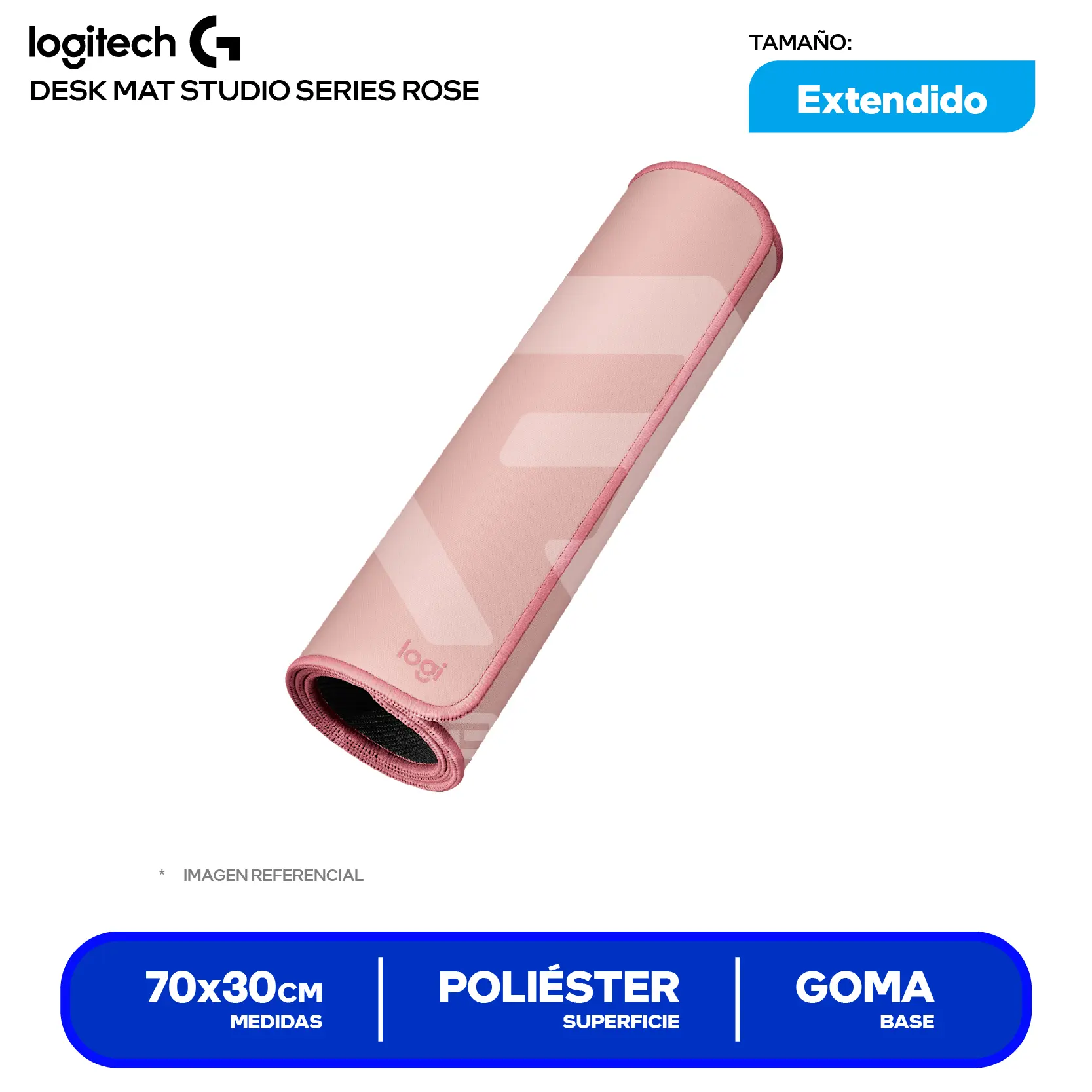 Pad Mouse Logitech Desk Mat Studio Series Rosa (956-000048) XL, 700 x 300 x 2mm