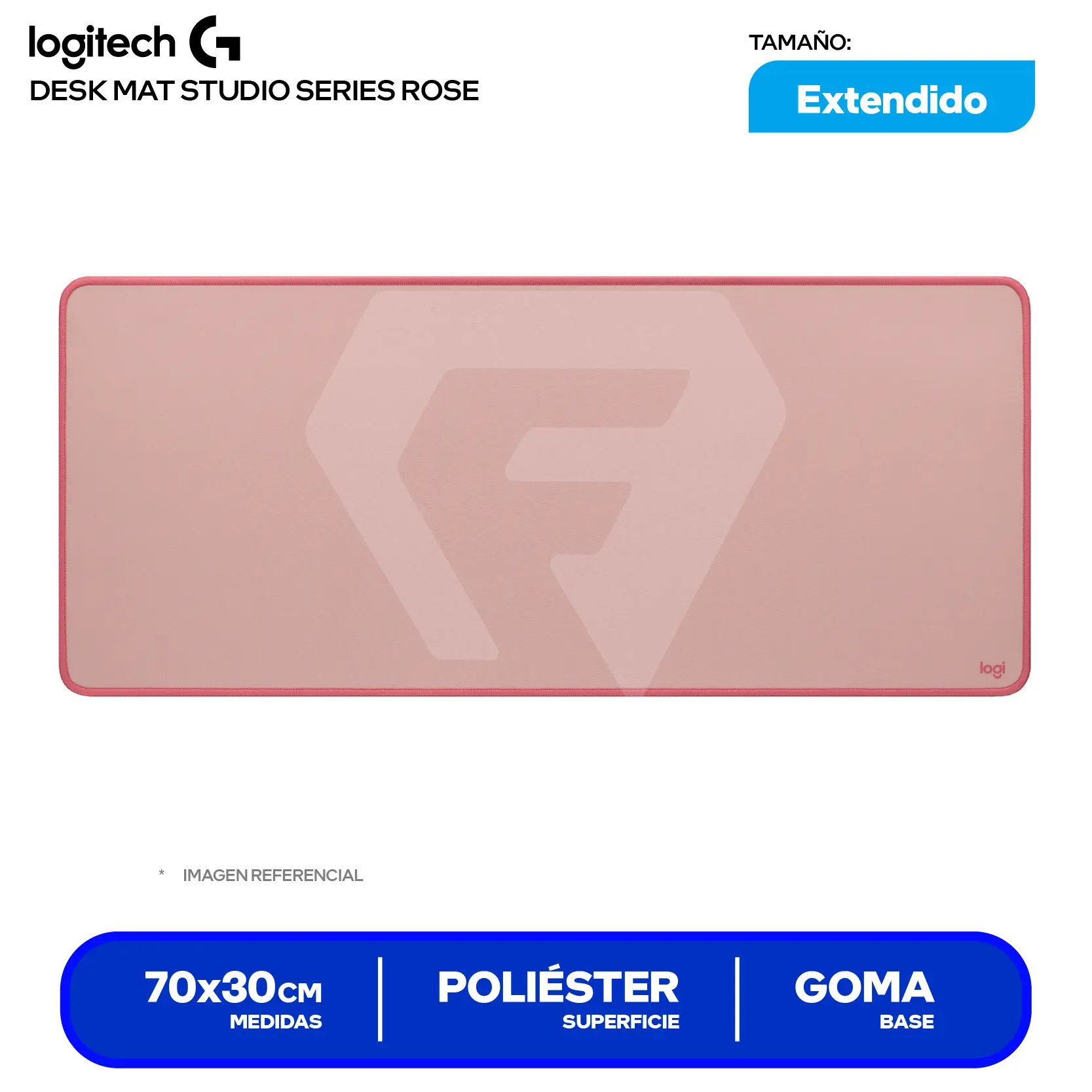 Pad Mouse Logitech Desk Mat Studio Series Rosa (956-000048) XL, 700 x 300 x 2mm
