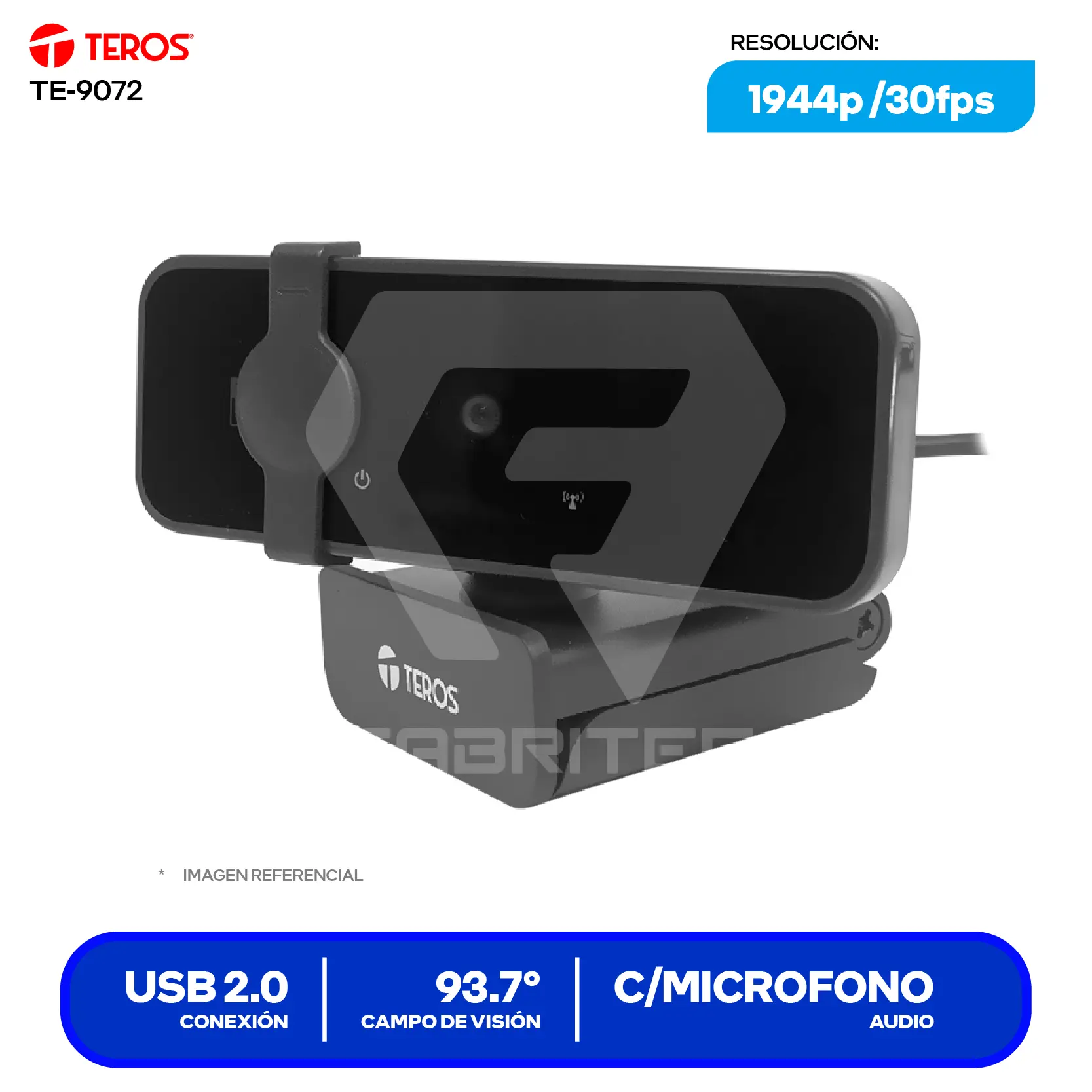 Cámara Web Teros Negro (TE-9072) 2K QHD, Micrófono integrado + Trípode