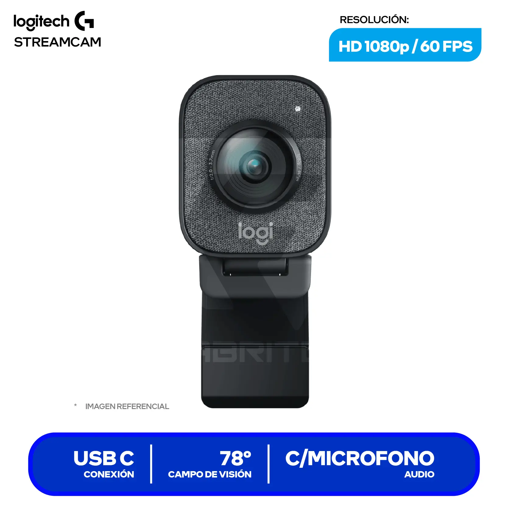 Cámara Web Logitech StreamCam Negro (960-001280) Full HD 1080p, Micrófono integrado