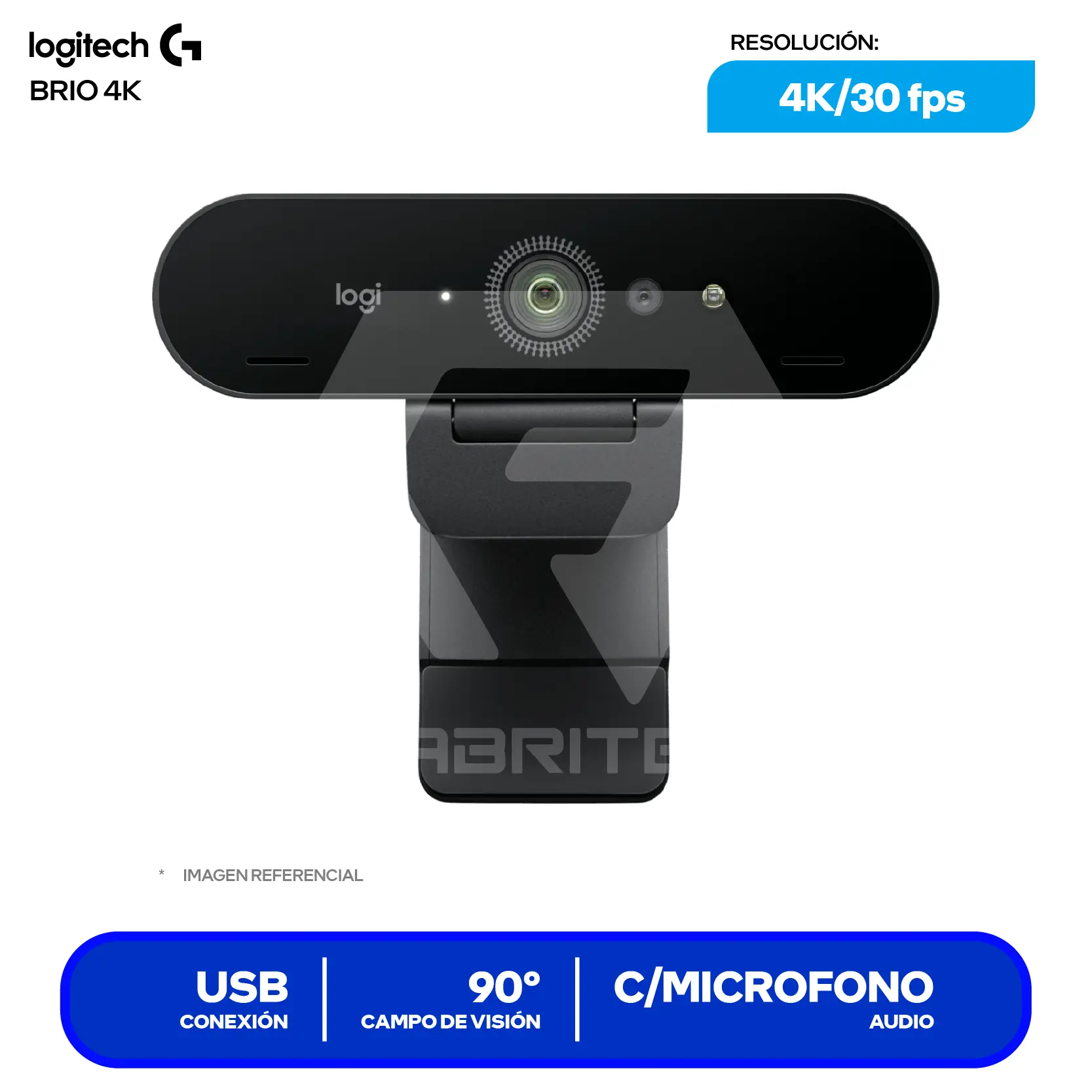 Cámara Web Logitech Brio 4K Negro (960-001105) Ultra HD 4K, Micrófono integrado