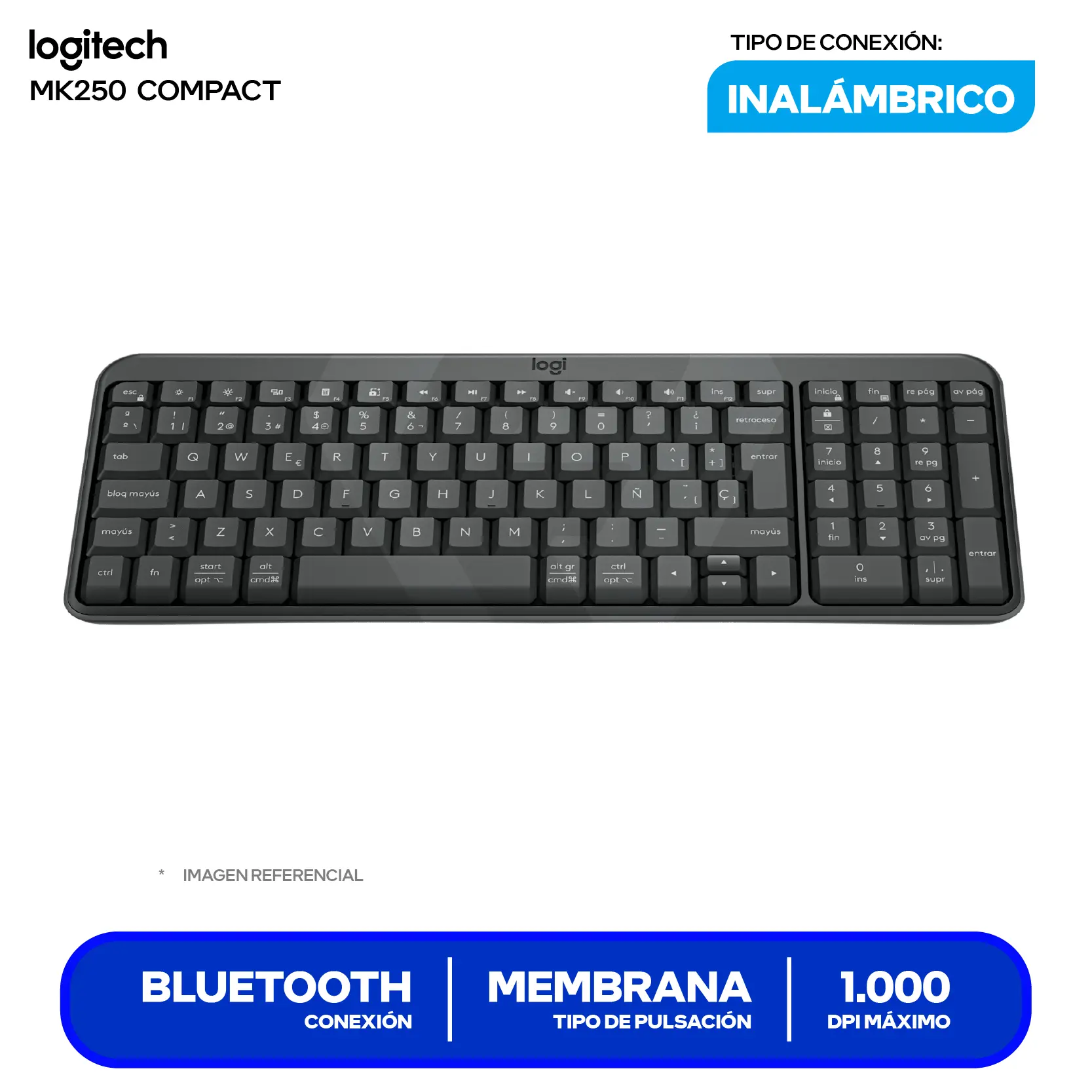 Kit Teclado + Mouse Inalámbrico Logitech MK250 (920-013513) Bluetooth