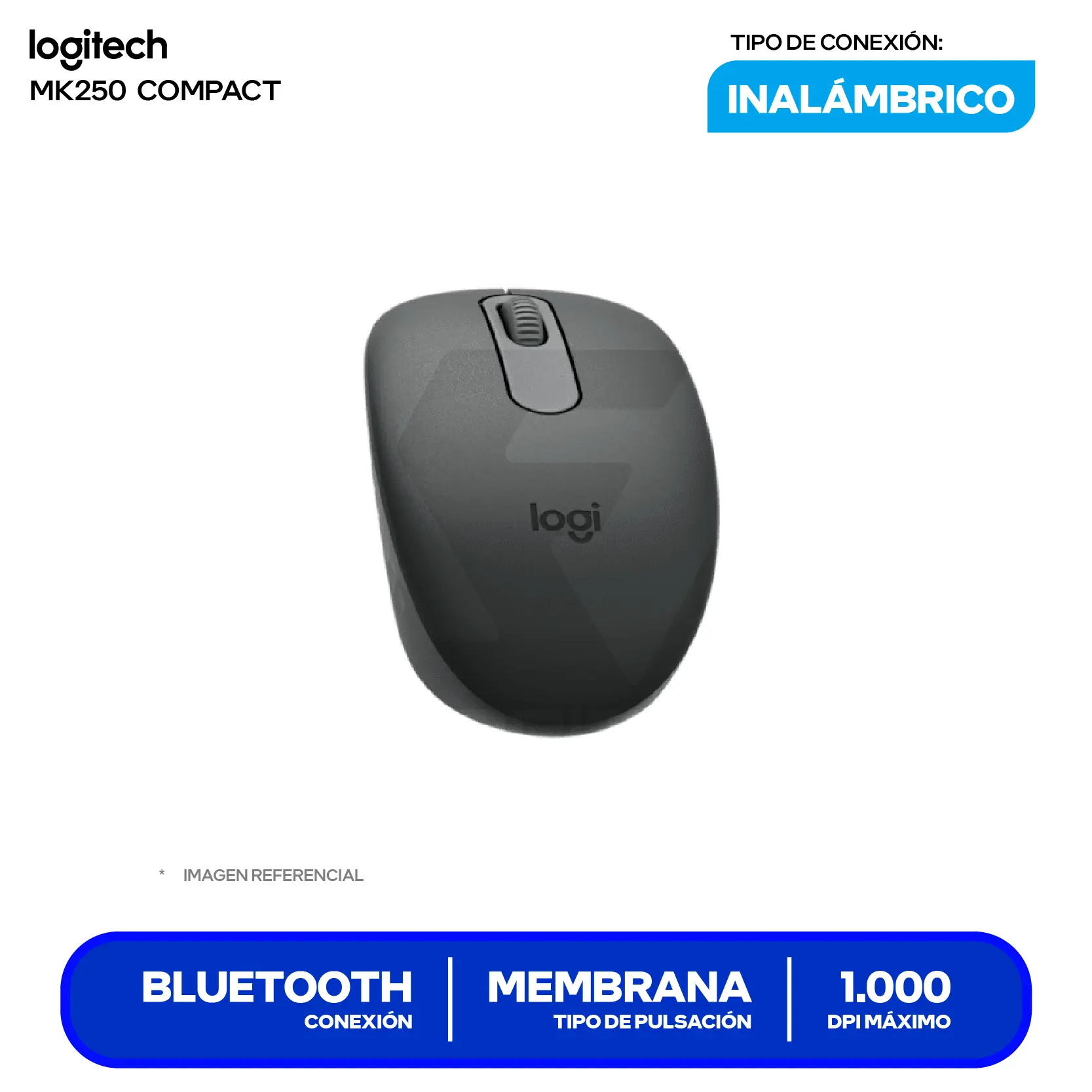 Kit Teclado + Mouse Inalámbrico Logitech MK250 (920-013513) Bluetooth