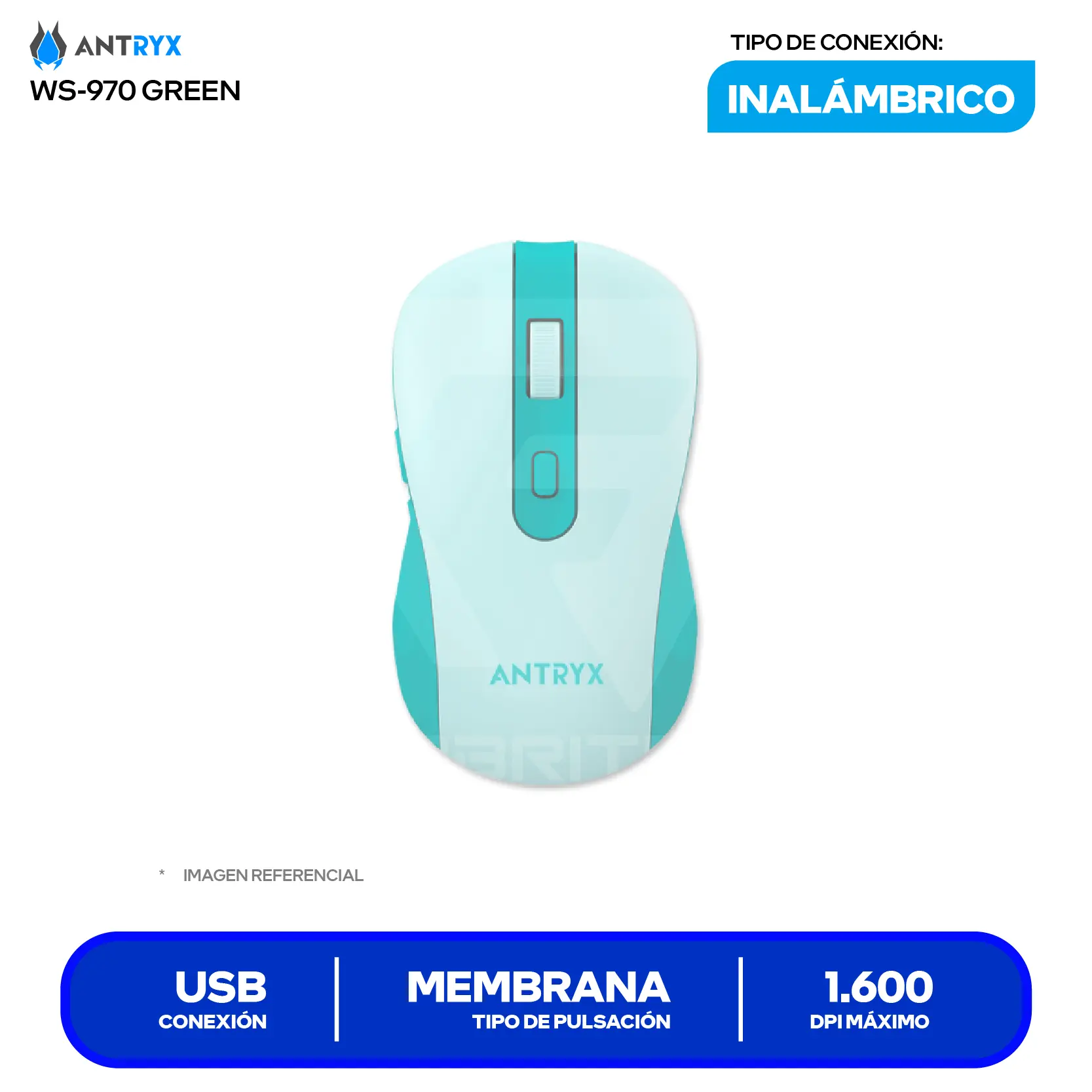 Kit Teclado + Mouse Gamer Antryx WS-970 Verde (ASC-WS970GN) USB, 1600 DPI