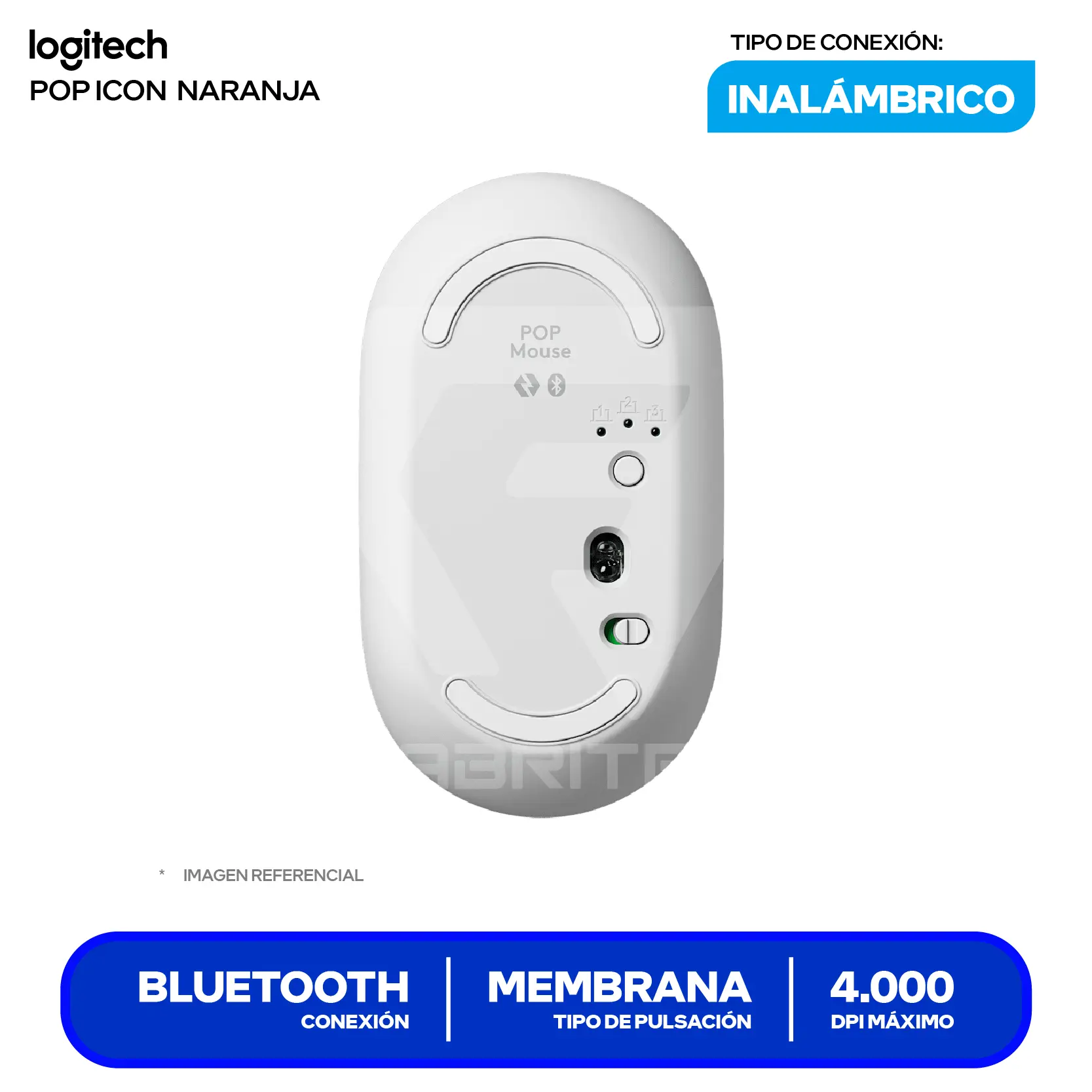Kit Teclado + Mouse Inalámbrico Logitech POP Icon Blanco y naranja (920-013055) Bluetooth, Multi-Dispositivo
