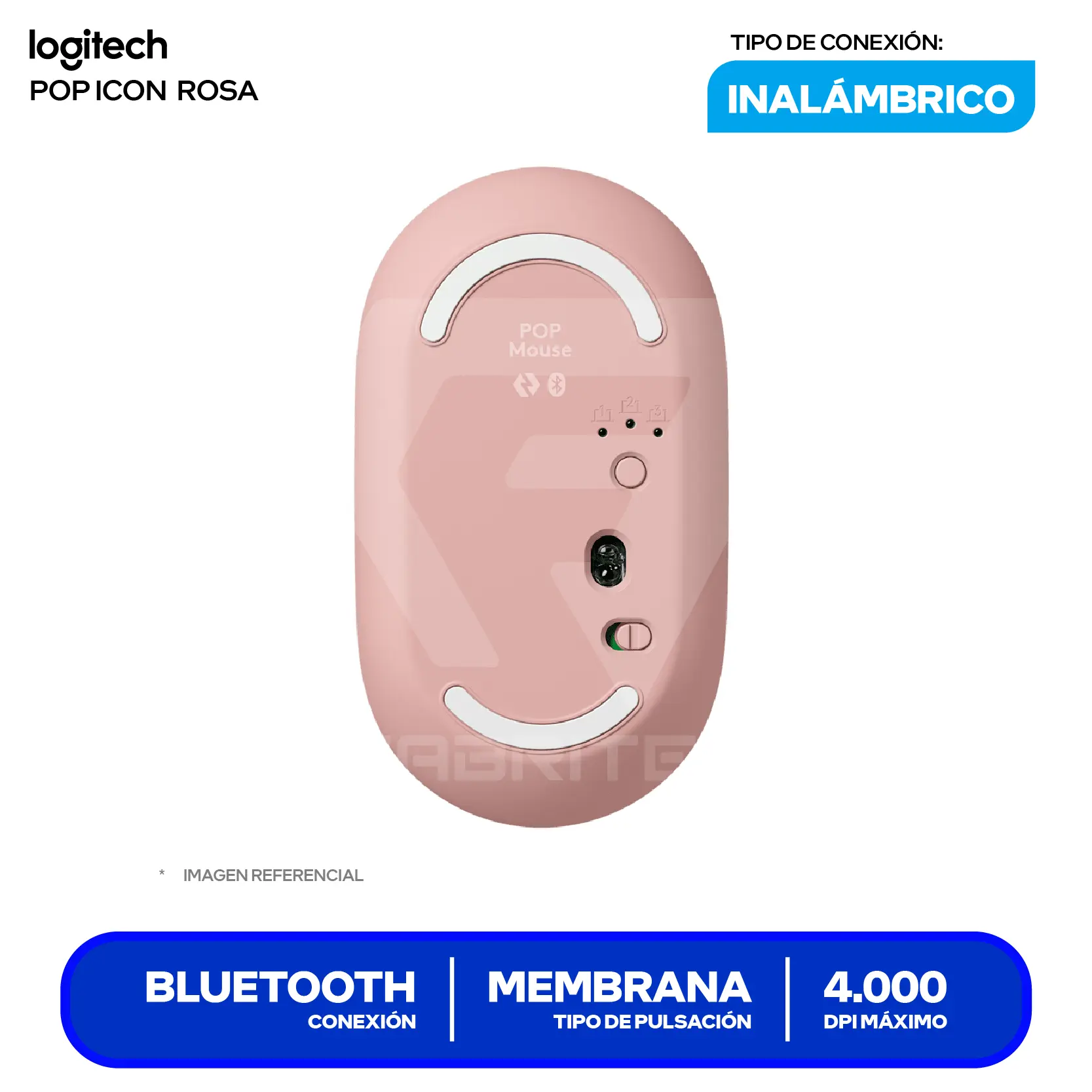 Kit Teclado + Mouse Inalámbrico Logitech POP Icon Rosado y blanco (920-013053) Bluetooth, Multi-Dispositivo