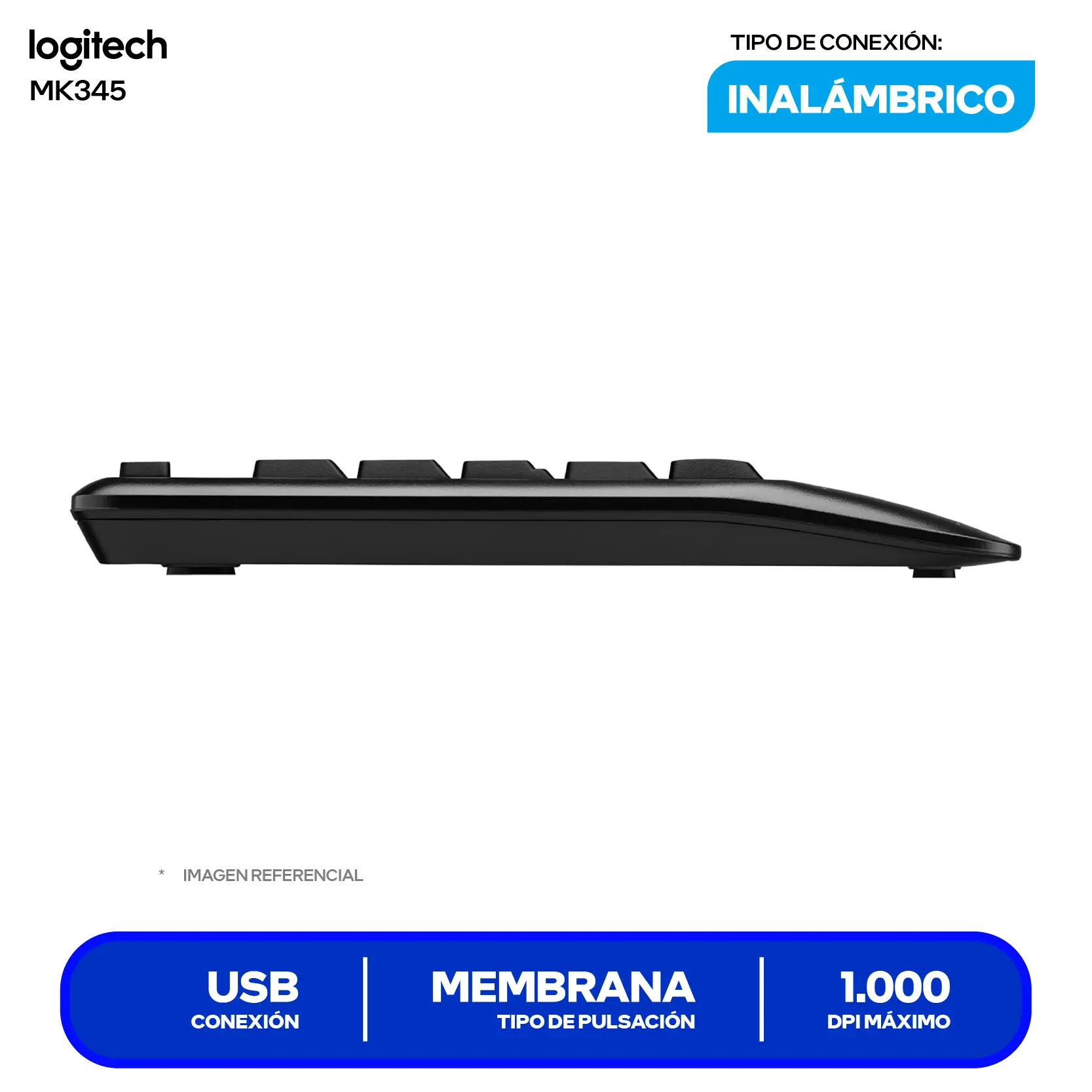 Kit Teclado + Mouse Inalámbrico Logitech MK345 (920-007820) USB