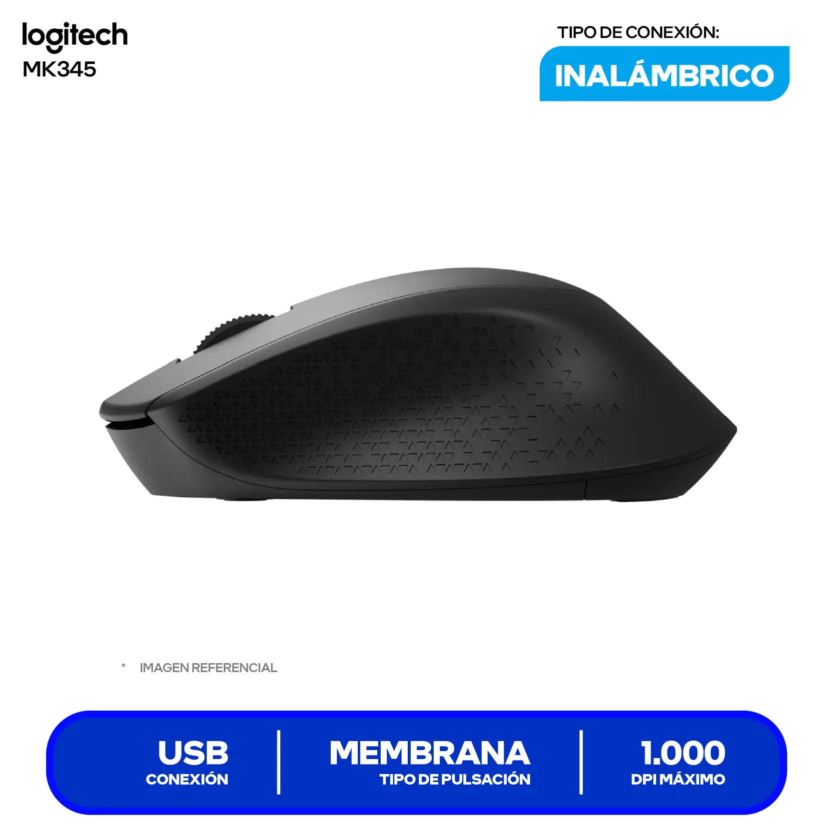 Kit Teclado + Mouse Inalámbrico Logitech MK345 (920-007820) USB