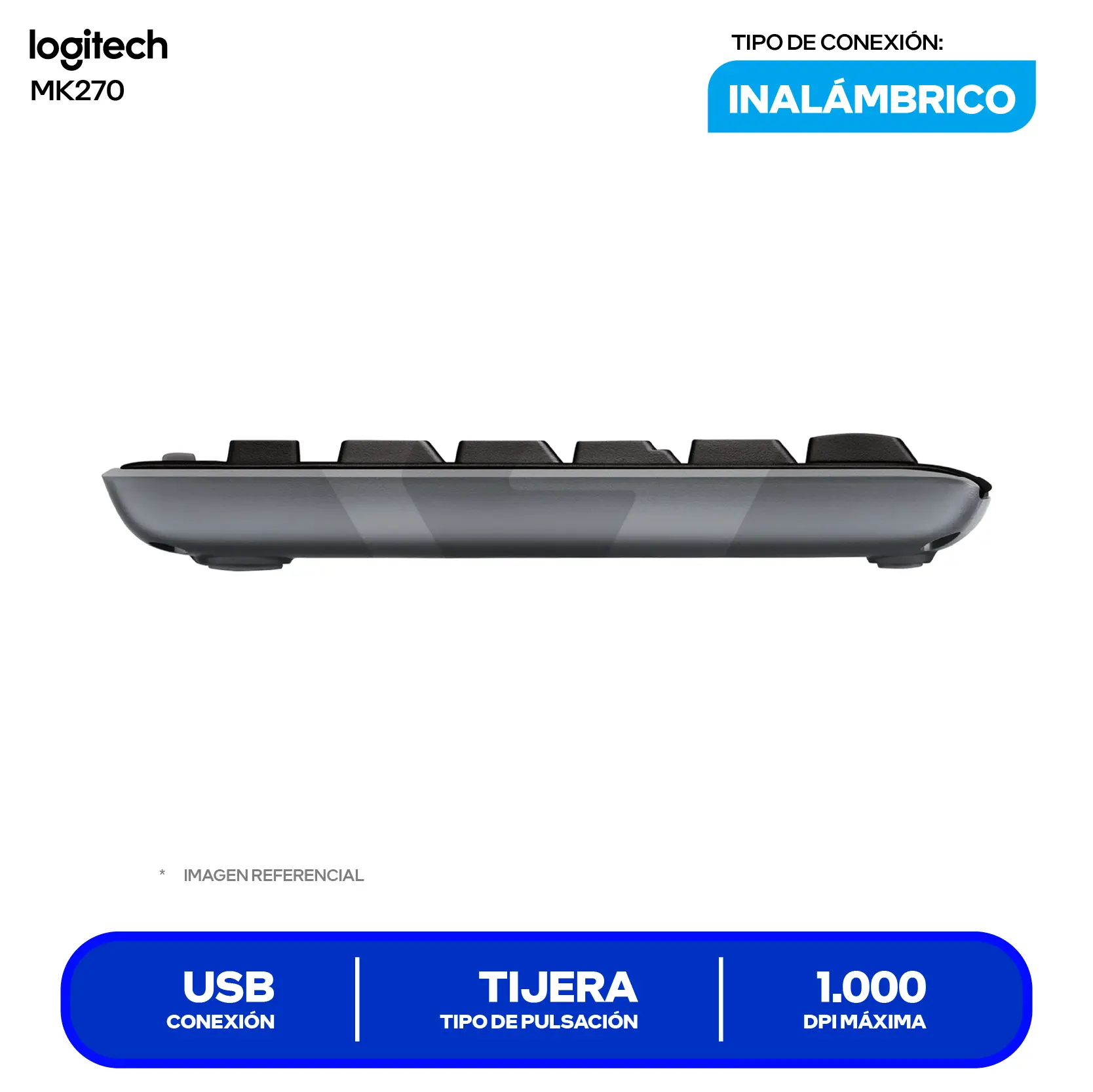 Kit Teclado + Mouse Inalámbrico Logitech MK270 (920-004432) USB