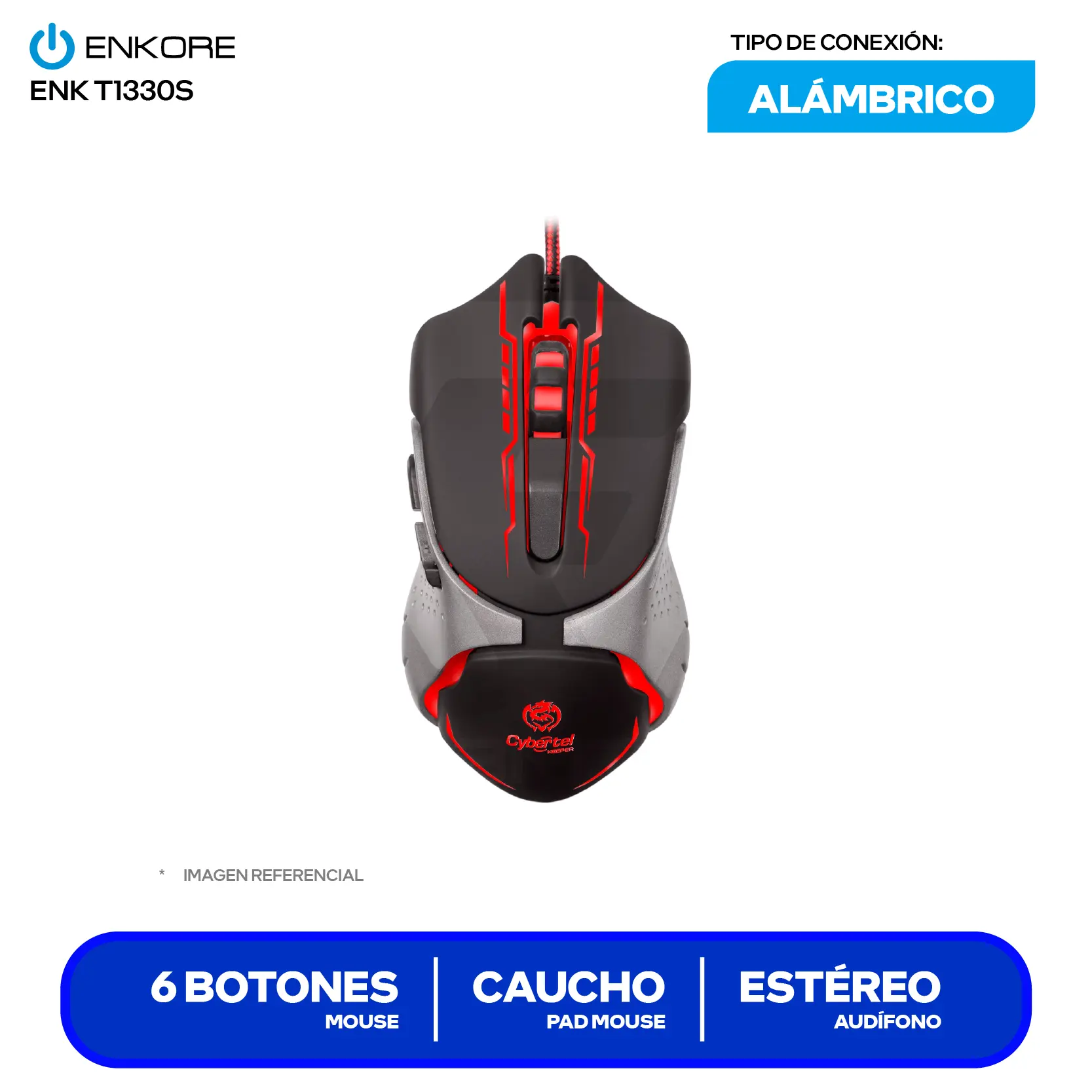 Kit Gamer Enkore 3 en 1 Mouse + Pad mouse + Audífono (ENK T1330S)