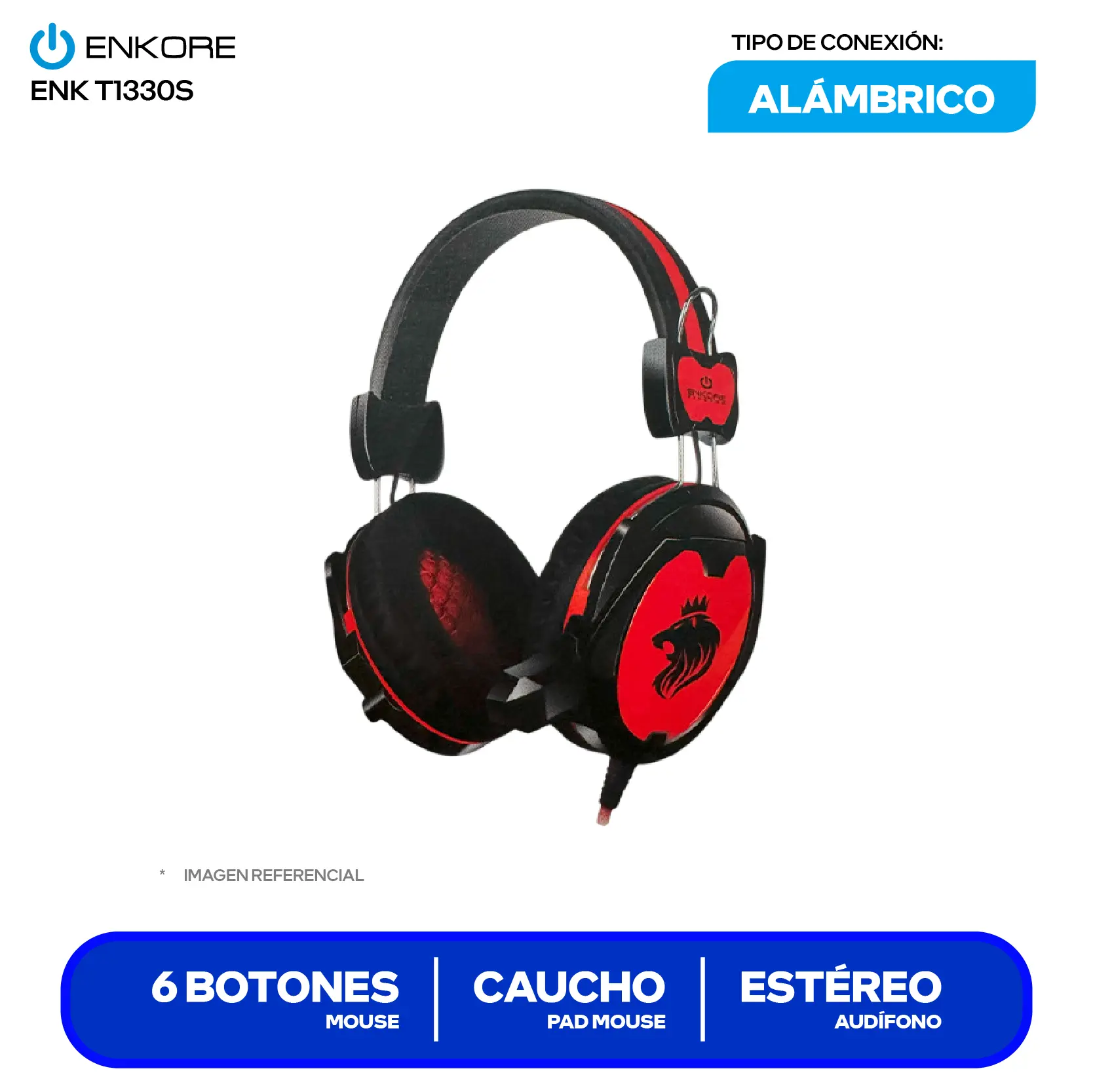 Kit Gamer Enkore 3 en 1 Mouse + Pad mouse + Audífono (ENK T1330S)
