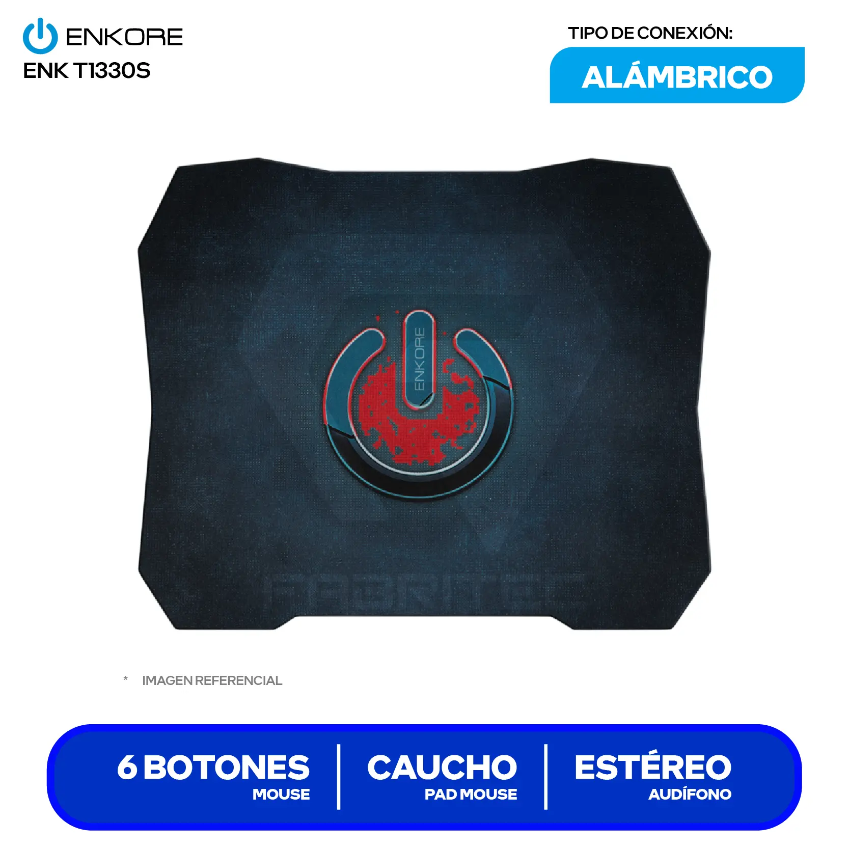 Kit Gamer Enkore 3 en 1 Mouse + Pad mouse + Audífono (ENK T1330S)