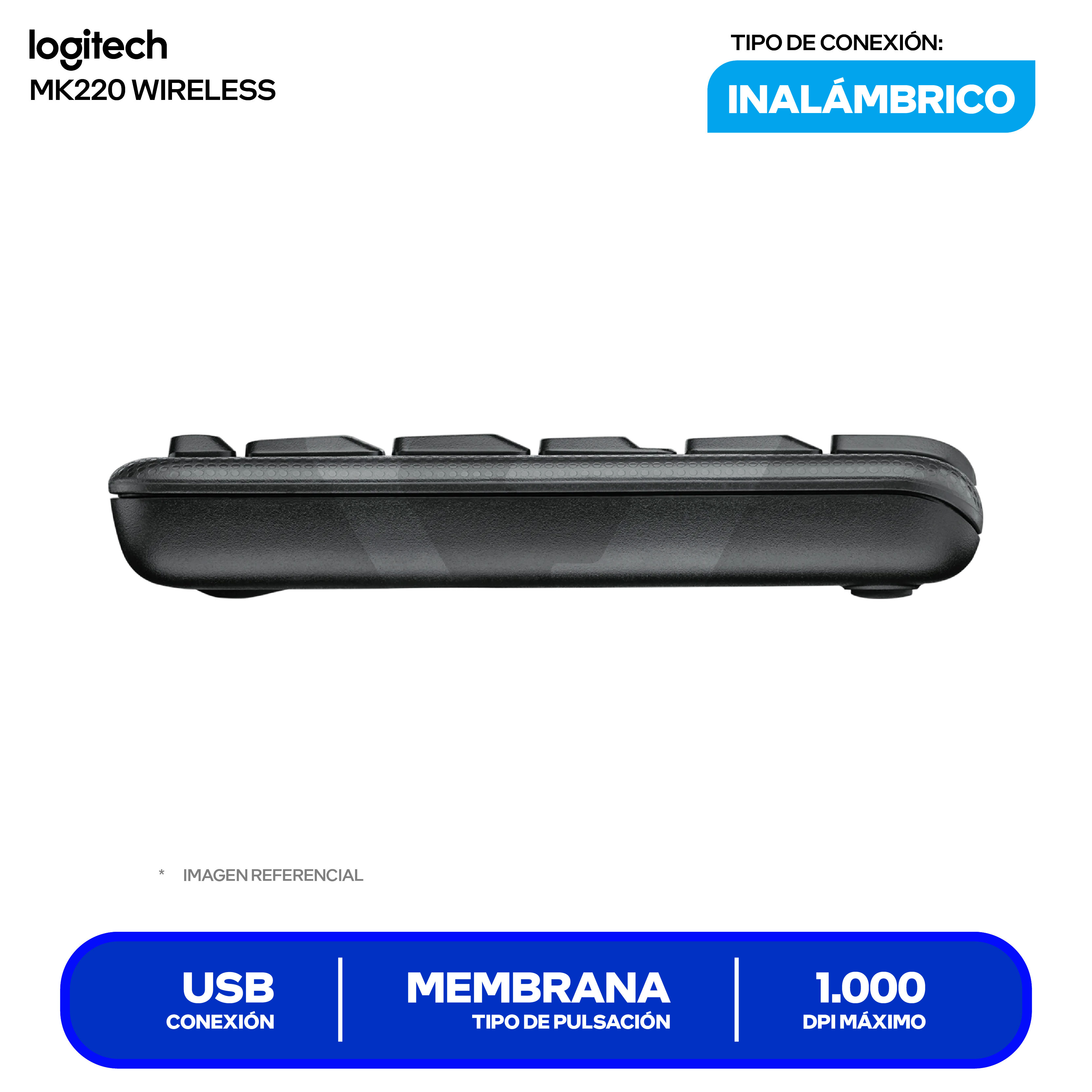 Kit Teclado + Mouse Inalámbrico Logitech MK220 (920-004430) USB