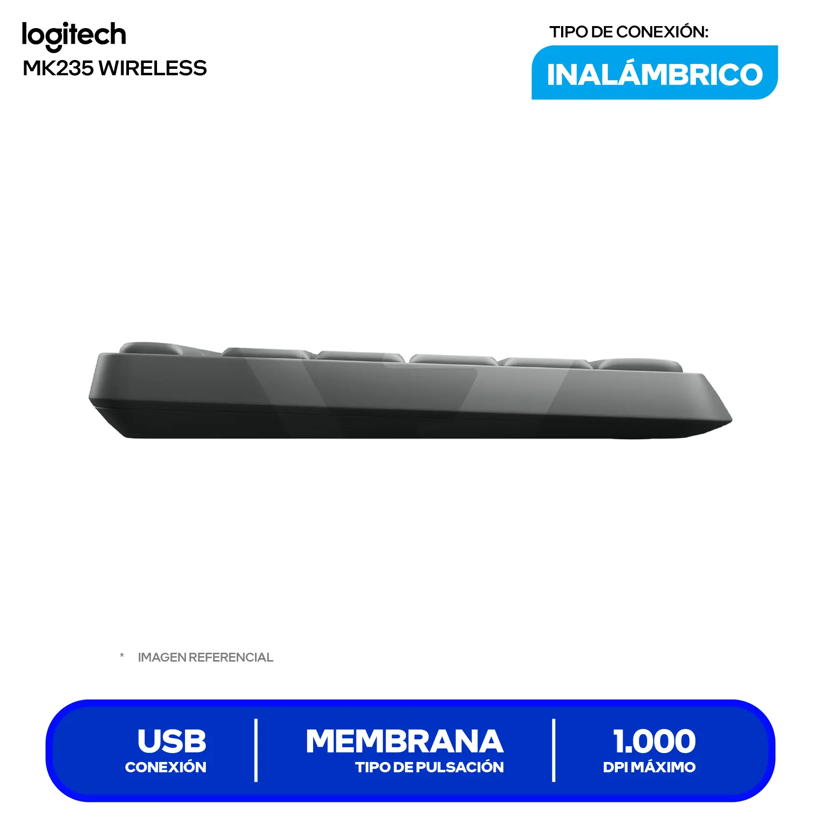 Kit Teclado + Mouse Inalámbrico Logitech MK235 (920-007901) USB