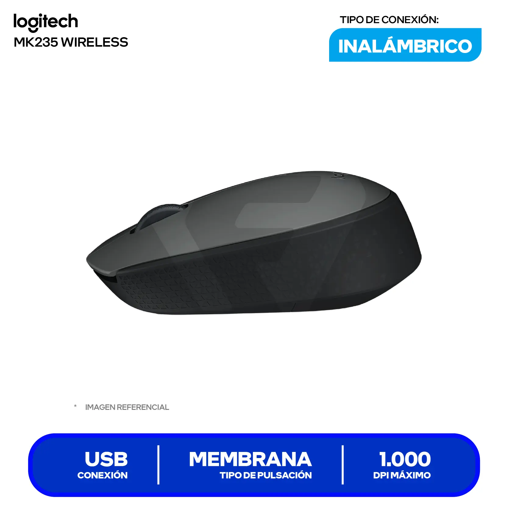 Kit Teclado + Mouse Inalámbrico Logitech MK235 (920-007901) USB