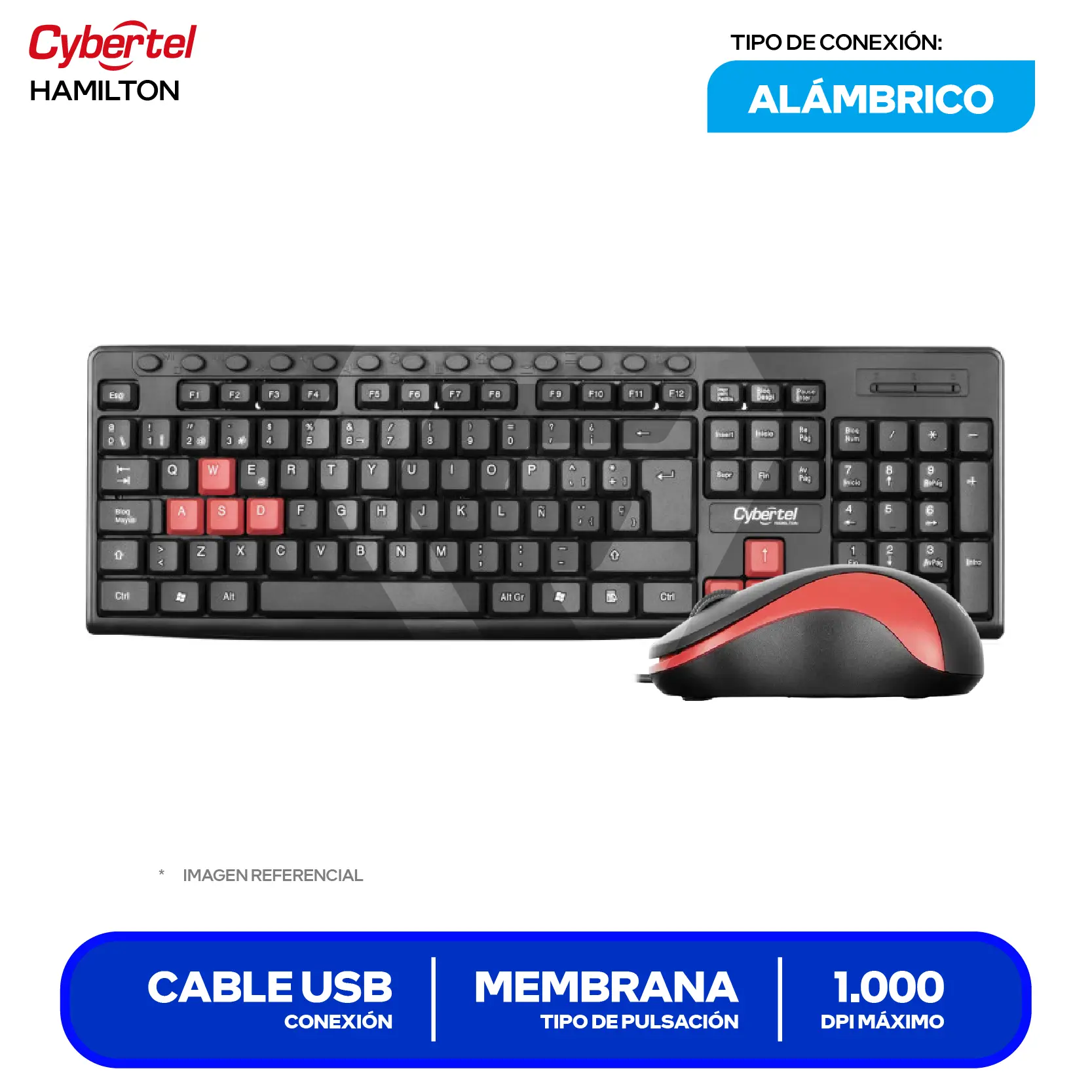 Kit Teclado + Mouse Cybertel Hamilton (CYB T109) Cable USB