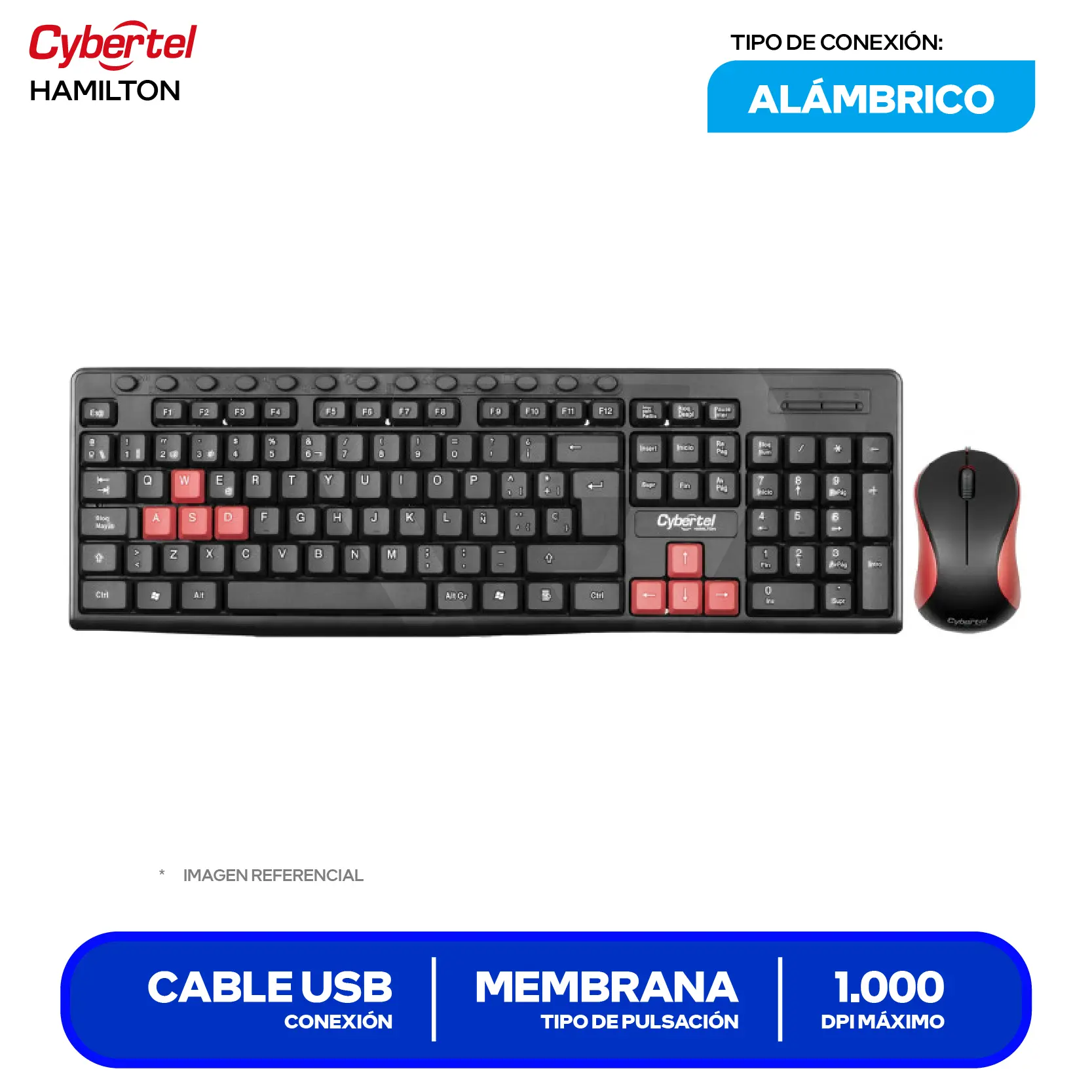 Kit Teclado + Mouse Cybertel Hamilton (CYB T109) Cable USB