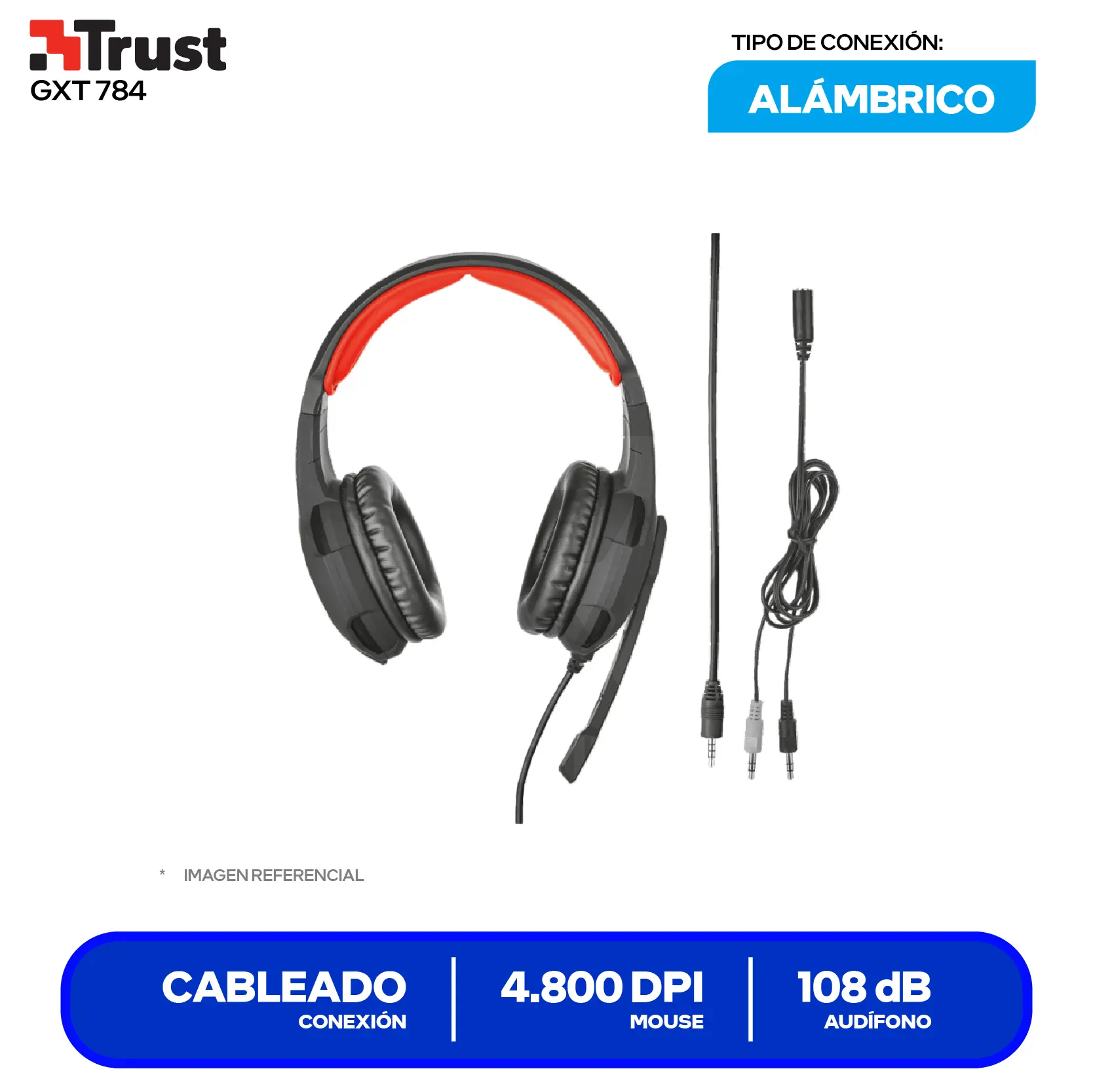 Kit Gamer 2 en 1 Audífono + Mouse Trust Gaming GXT 784S (21472-02) Negro