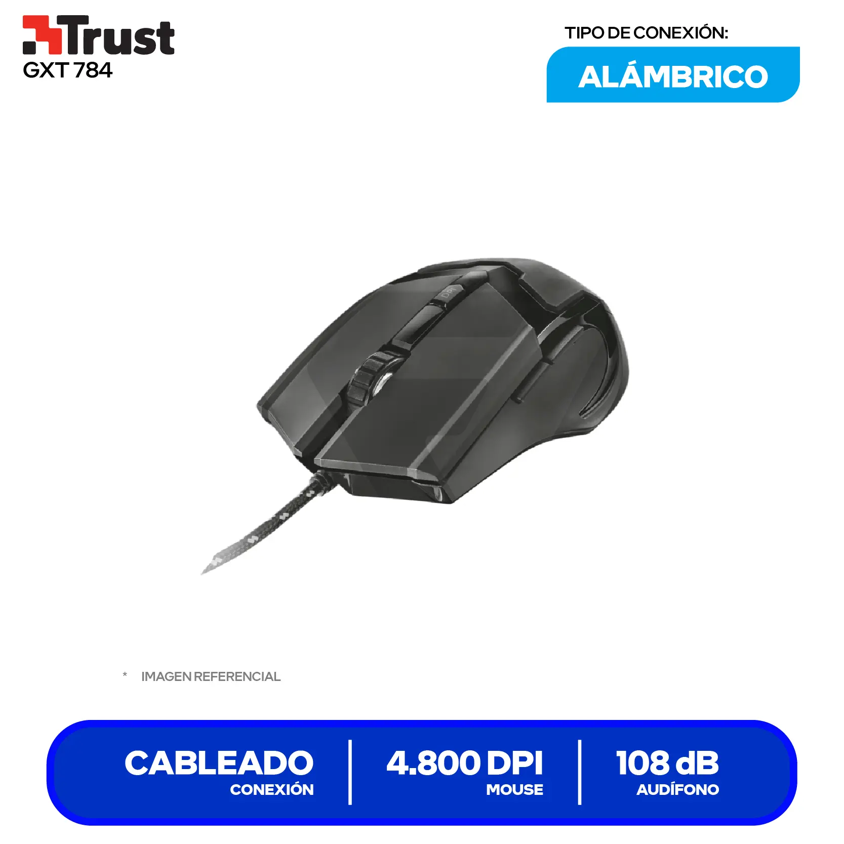 Kit Gamer 2 en 1 Audífono + Mouse Trust Gaming GXT 784S (21472-02) Negro