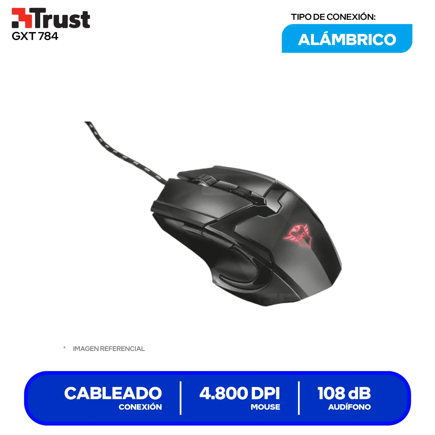 Kit Gamer 2 en 1 Audífono + Mouse Trust Gaming GXT 784S (21472-02) Negro