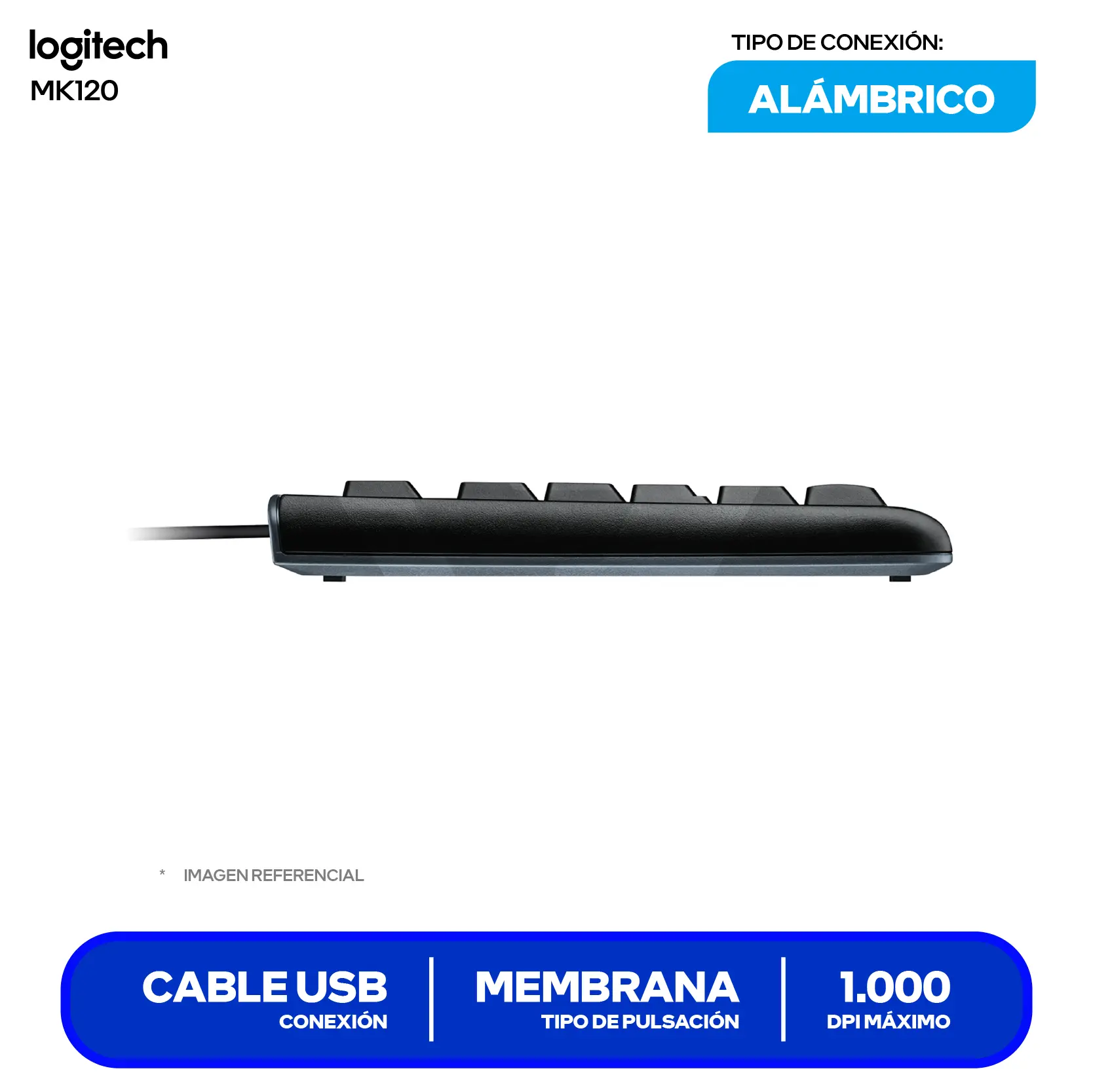Kit Teclado + Mouse Logitech MK120 (920-004428) Cable USB