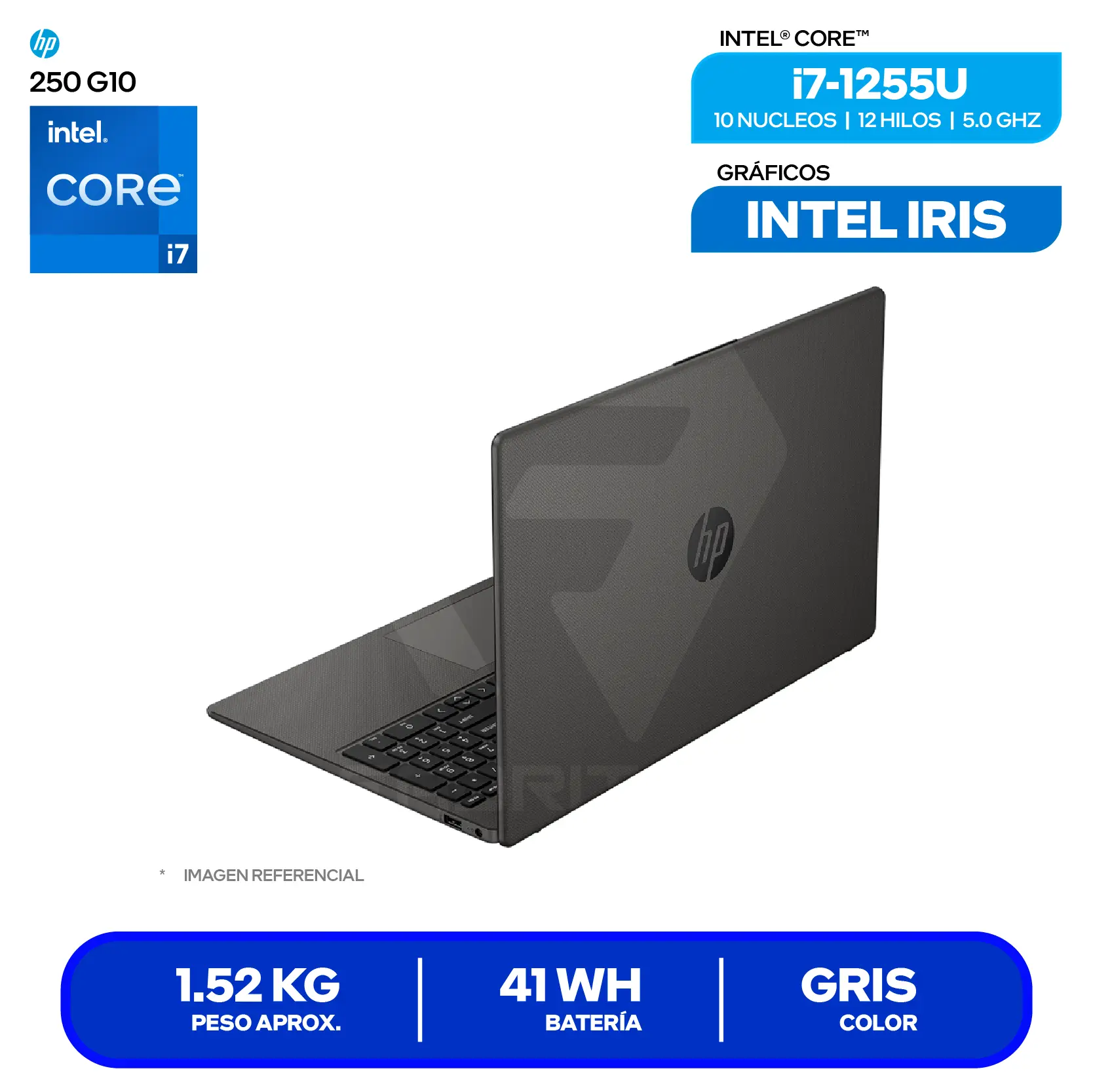 Laptop HP 250 G10 (9S8U5LA#ABM) Intel Core i7-1355U, RAM 8GB, SSD 512GB, 15.6'' HD, FreeDos