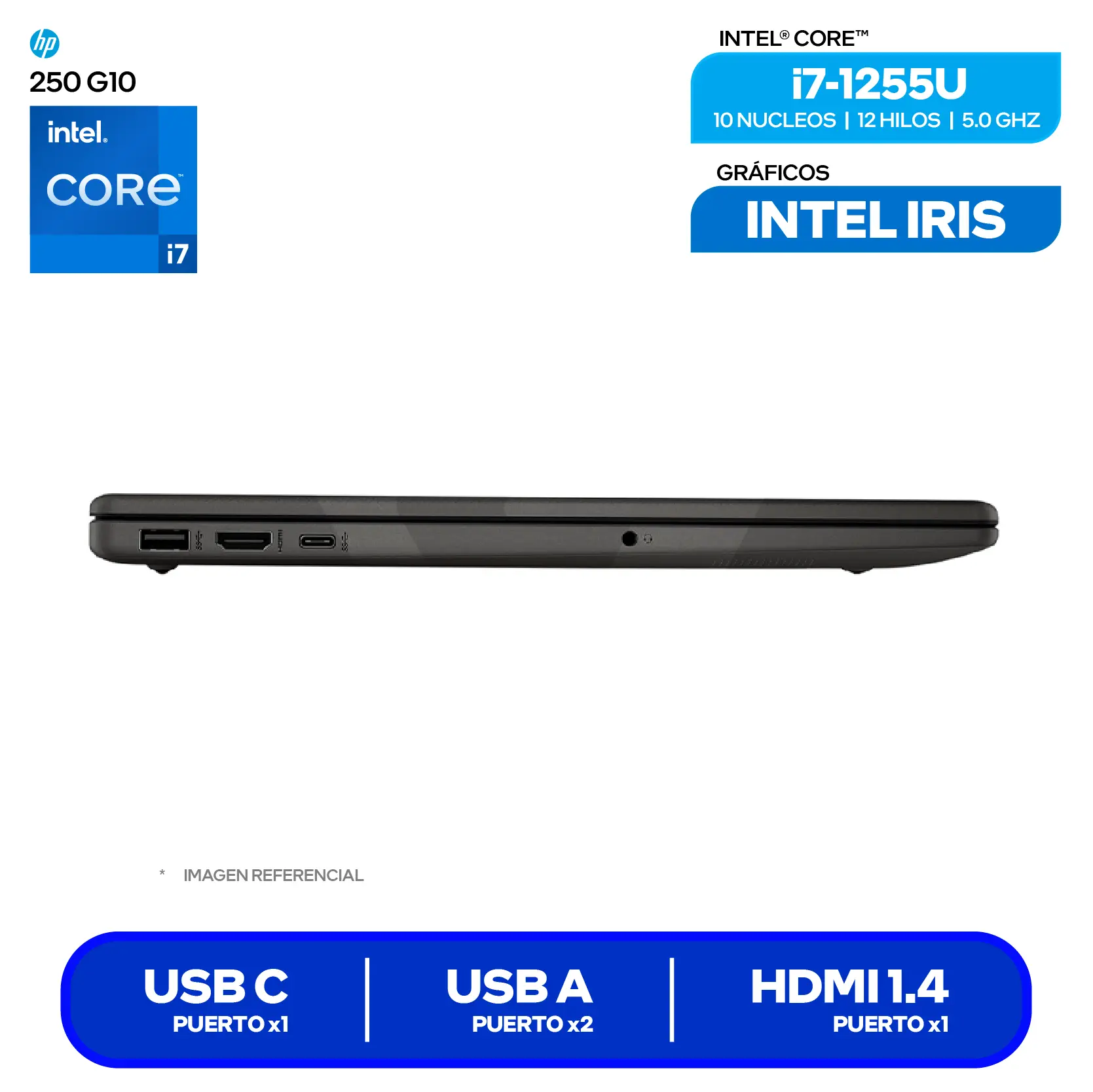 Laptop HP 250 G10 (9S8U5LA#ABM) Intel Core i7-1355U, RAM 8GB, SSD 512GB, 15.6'' HD, FreeDos