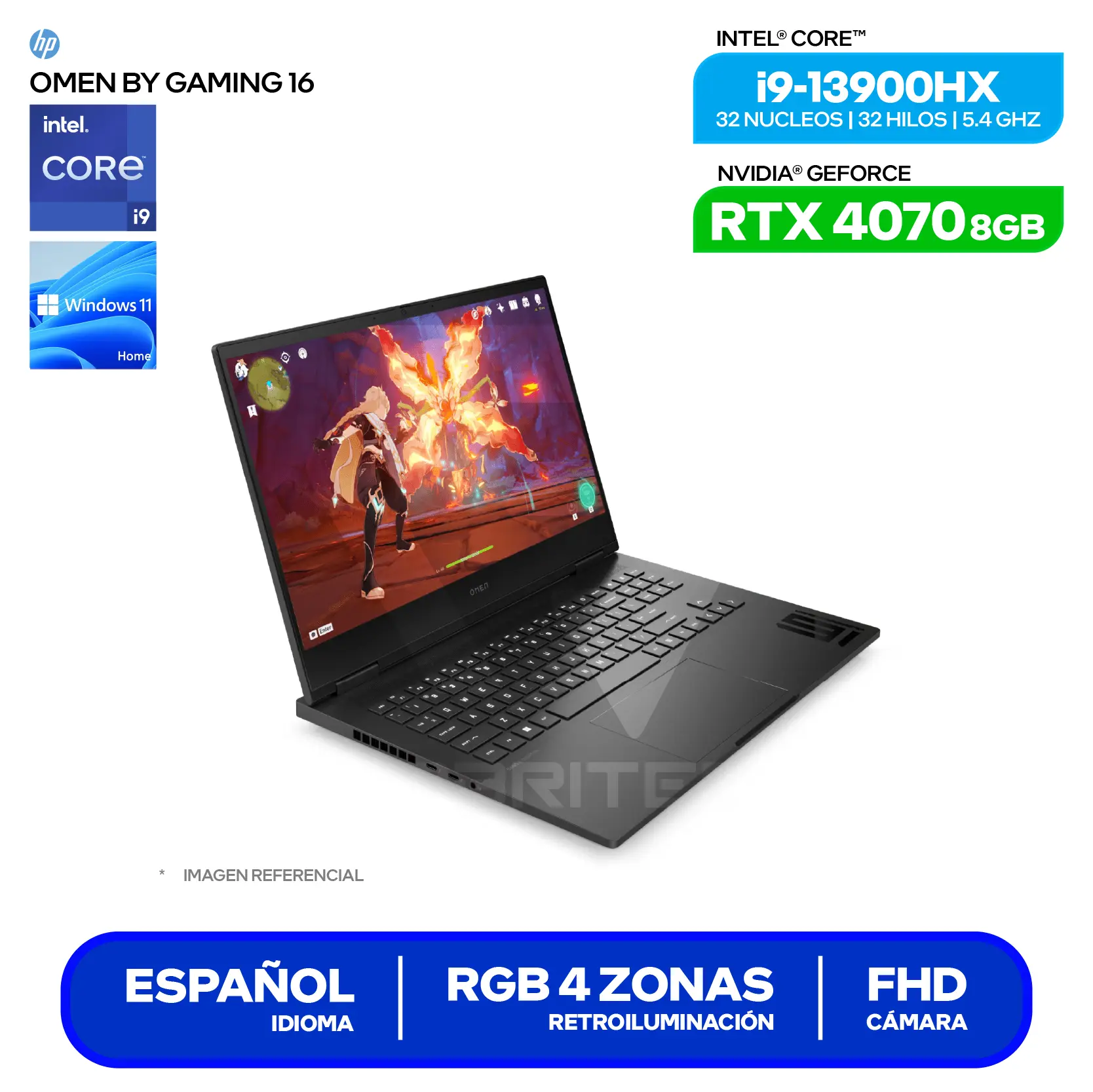 Laptop Omen Gaming 16-WF0001LA (832J3LA#ABM) Intel Core i9-13900HX, GeForce RTX 4070 8GB, RAM 32GB, SSD 1TB, 16.1″ FHD, Windows 11