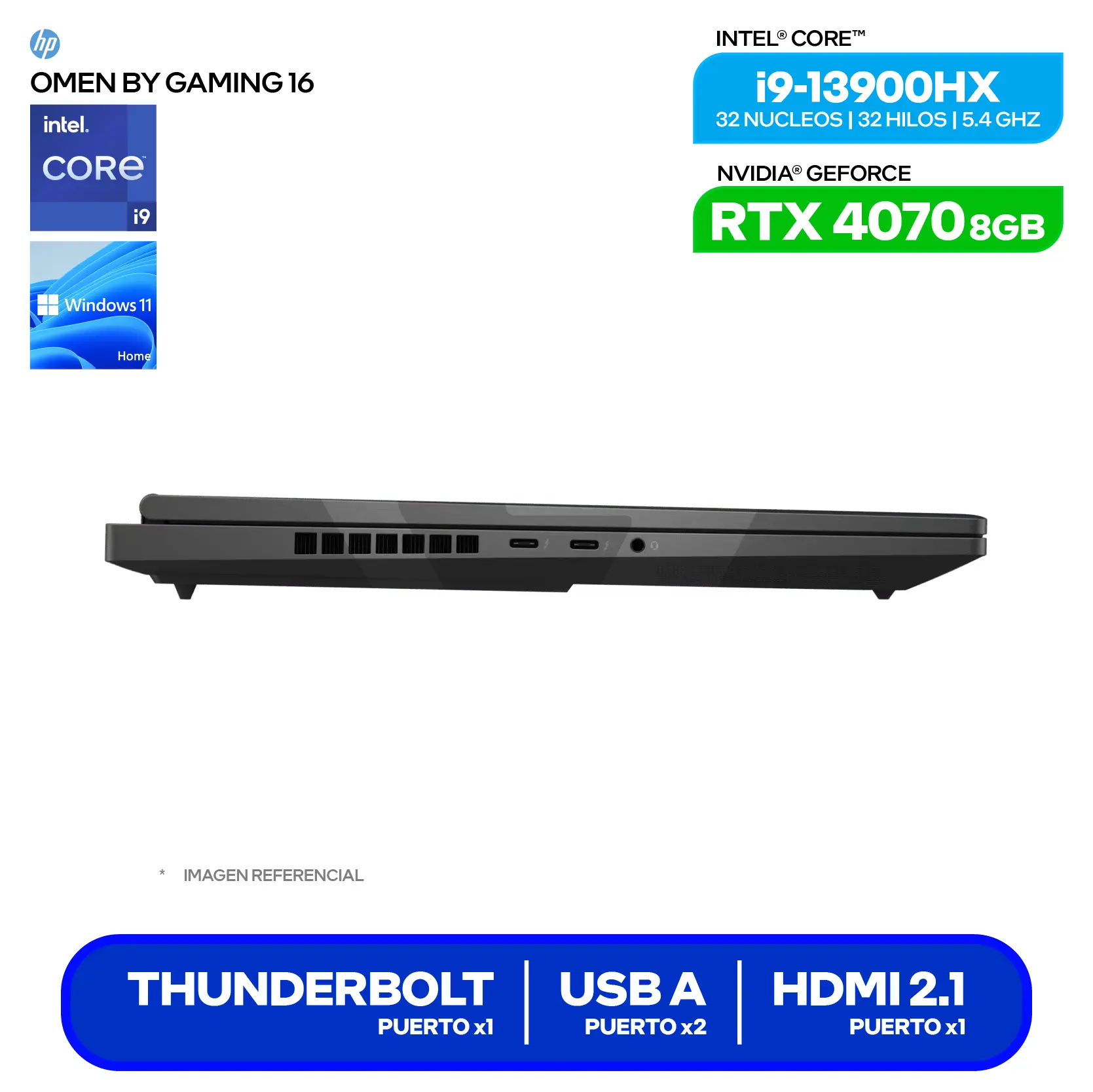 Laptop Omen Gaming 16-WF0001LA (832J3LA#ABM) Intel Core i9-13900HX, GeForce RTX 4070 8GB, RAM 32GB, SSD 1TB, 16.1″ FHD, Windows 11