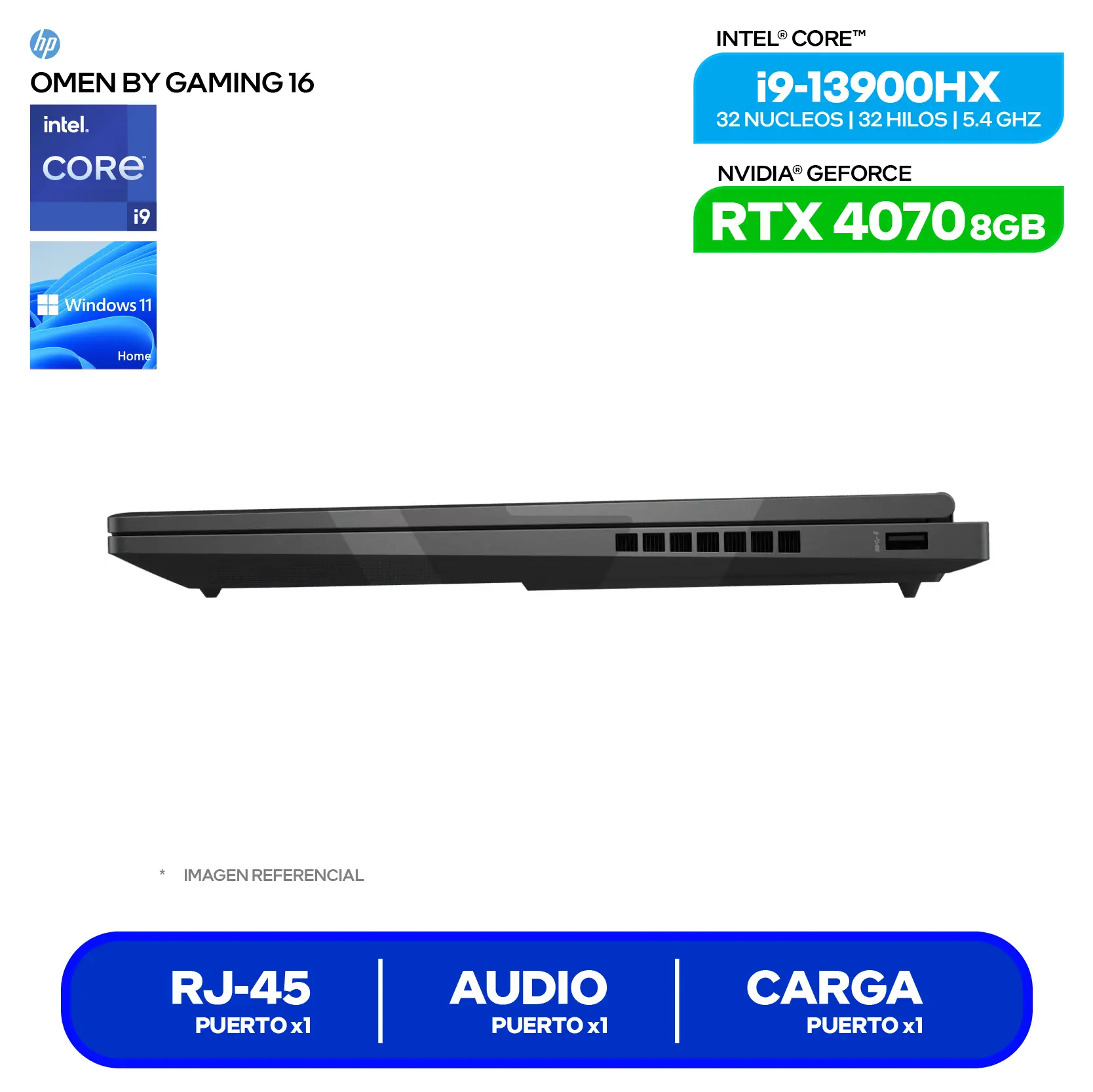 Laptop Omen Gaming 16-WF0001LA (832J3LA#ABM) Intel Core i9-13900HX, GeForce RTX 4070 8GB, RAM 32GB, SSD 1TB, 16.1″ FHD, Windows 11