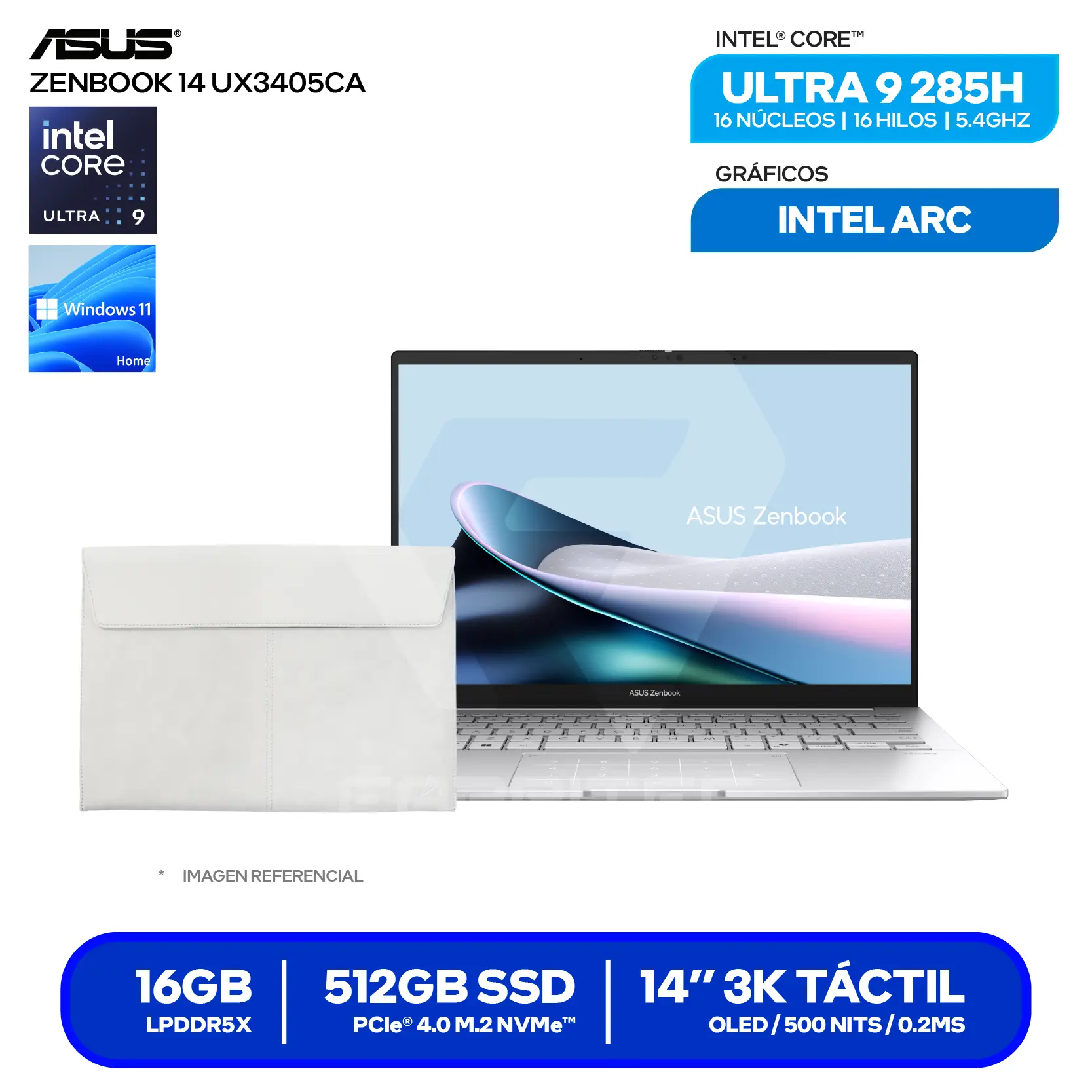 Laptop Asus Zenbook UX3405CA-SU159W (90NB14W4-M02950) Intel Core Ultra 9-285H, RAM 16GB, SSD 512GB, 14'' 3K OLED, Windows 11 Home