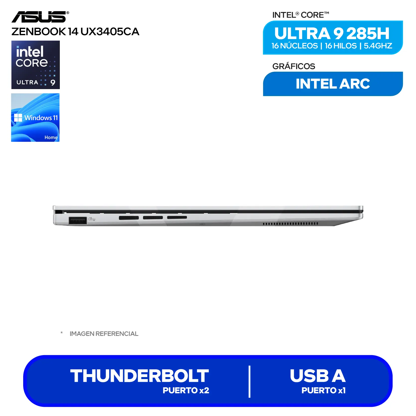 Laptop Asus Zenbook UX3405CA-SU159W (90NB14W4-M02950) Intel Core Ultra 9-285H, RAM 16GB, SSD 512GB, 14'' 3K OLED, Windows 11 Home