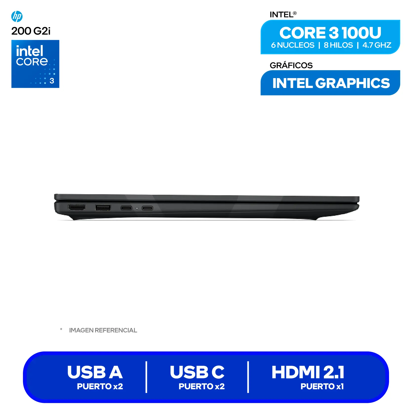 Laptop HP 200 G2I 16 (D61LXAT#ABM) Intel Core 3-100U, RAM 16GB, SSD 512GB, 16'' FHD+, FreeDos