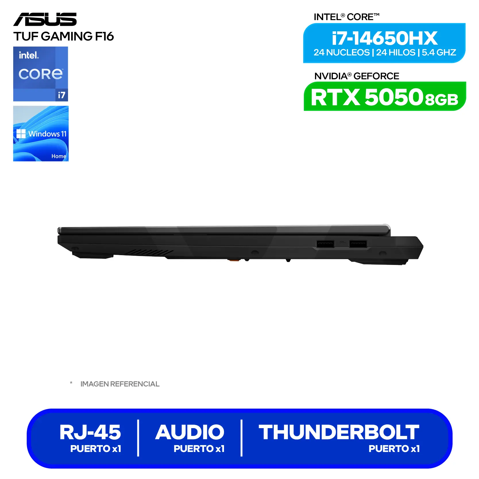 Laptop Asus Tuf Gaming F16 FX608JHR-RV169 (90NR0NA1-M008Y0) Intel Core i7-14650HX, GeForce RTX 5050 8GB, RAM 16GB, SSD 1TB, 16'' WUXGA, FreeDos