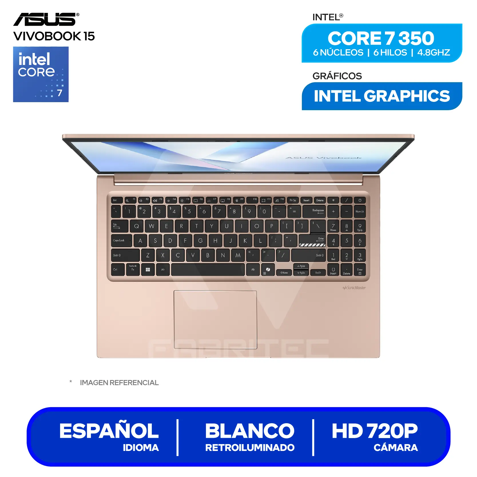 Laptop Asus Vivobook 15 X1504MA-E857 (90NB17I3-M01010) Intel Core 7 350, RAM 16GB, SSD 512GB, 15.6'' FHD, FreeDos