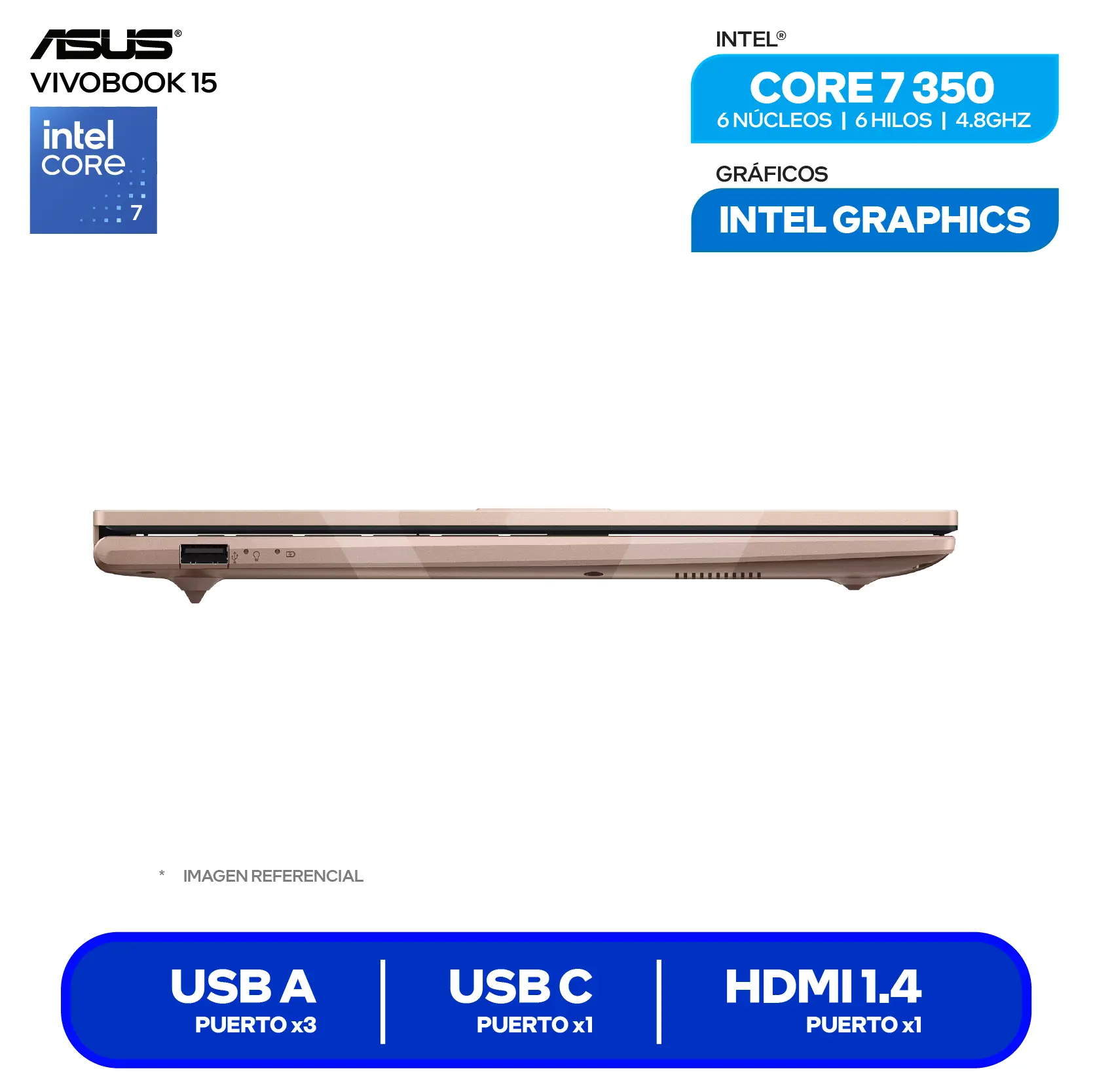 Laptop Asus Vivobook 15 X1504MA-E857 (90NB17I3-M01010) Intel Core 7 350, RAM 16GB, SSD 512GB, 15.6'' FHD, FreeDos