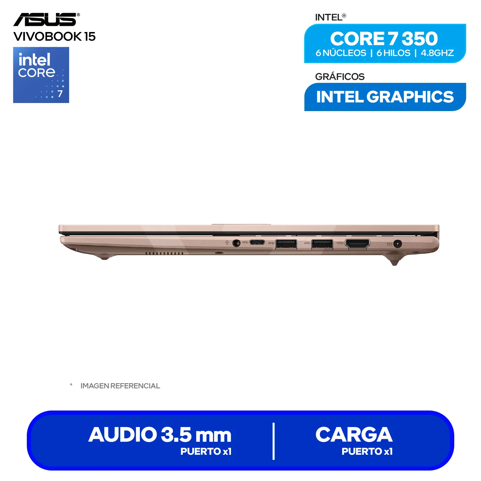 Laptop Asus Vivobook 15 X1504MA-E857 (90NB17I3-M01010) Intel Core 7 350, RAM 16GB, SSD 512GB, 15.6'' FHD, FreeDos