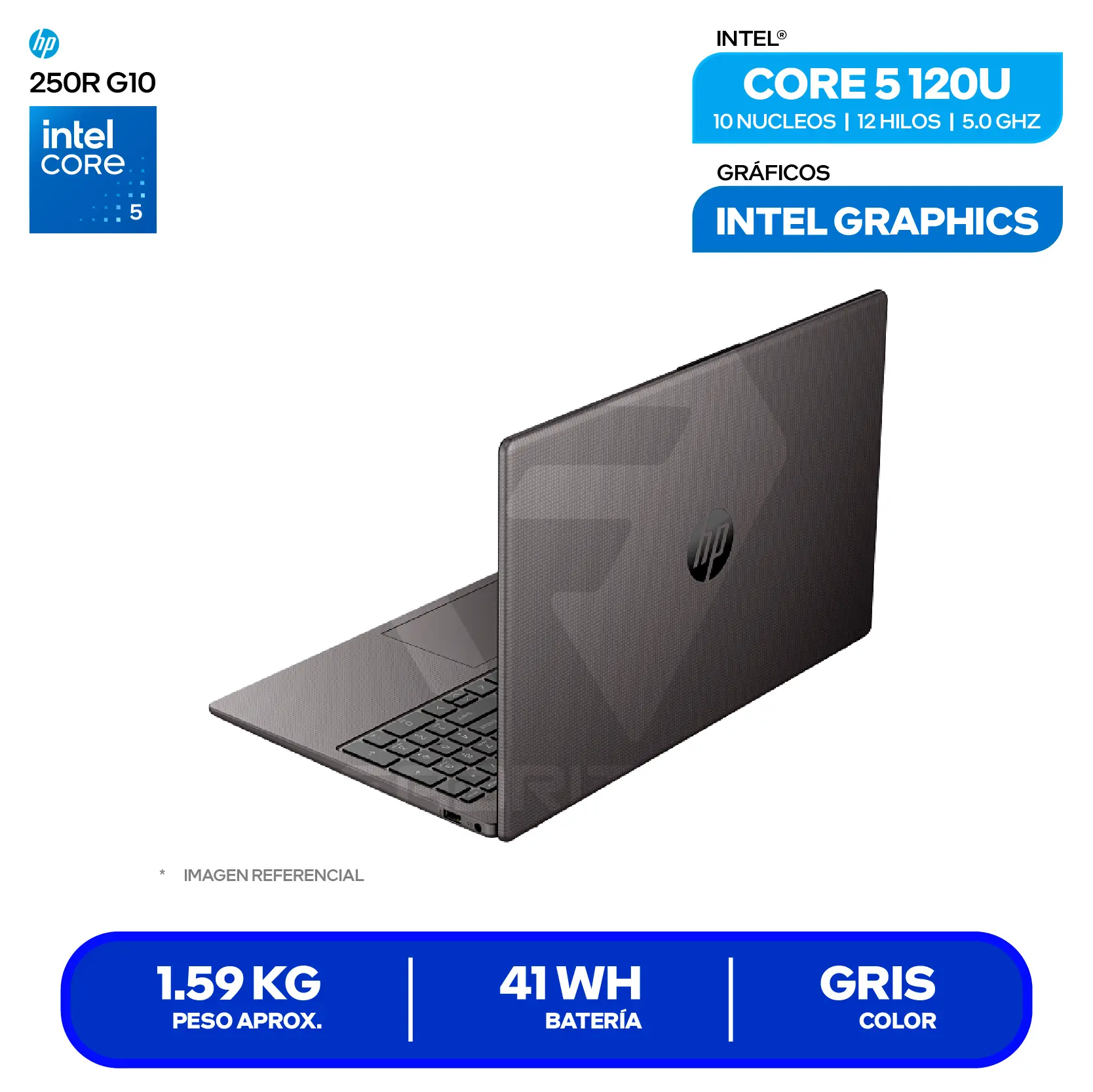 Laptop HP 250R G10  (C78DYAT#ABM) Intel Core 5 120U, RAM 16GB, SSD 512GB, 15.'' HD, FreeDos