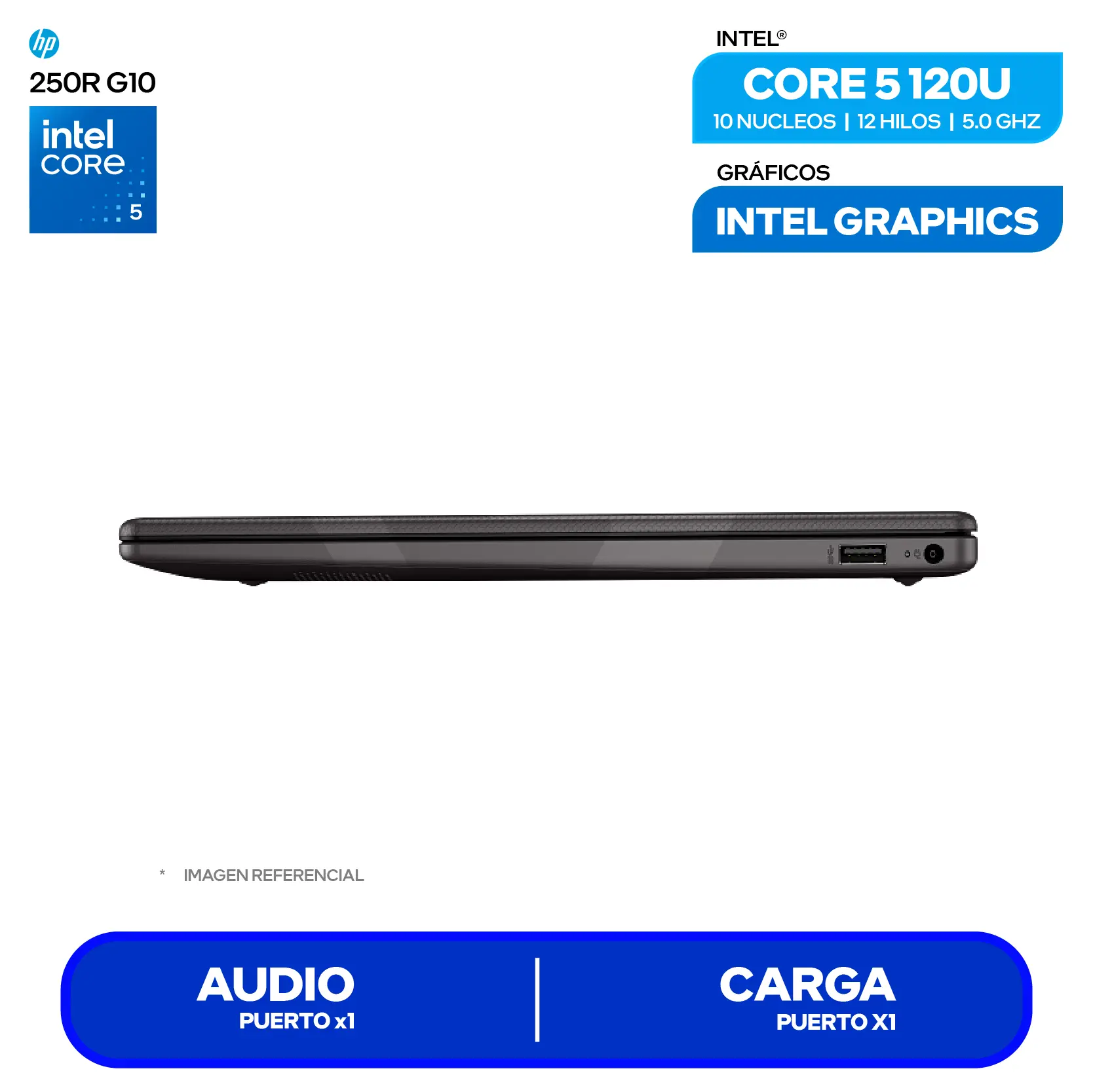 Laptop HP 250R G10  (C78DYAT#ABM) Intel Core 5 120U, RAM 16GB, SSD 512GB, 15.'' HD, FreeDos