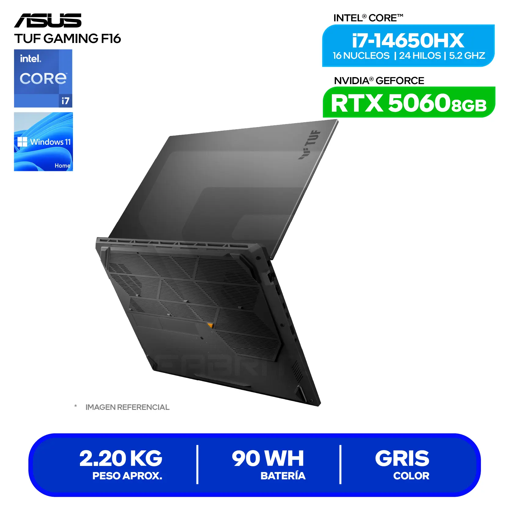Laptop Asus TUF Gaming F16 FX608JMR-RV352 (90NR0NB1-M00KY0) Intel Core I7-14650HX, GeForce RTX 5060 8GB, RAM 16GB, SSD 512GB, 16'' FHD+, FreeDos