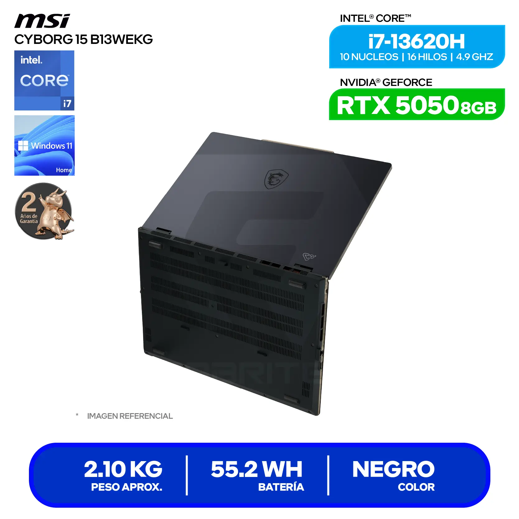 Laptop MSI Cyborg 15 B13WEKG (9S7-15Q342-1074) Intel Core i7-13620H, GeForce RTX 5050 8GB, RAM 16GB, SSD 512GB, 15.6'' FHD, Windows 11 Home