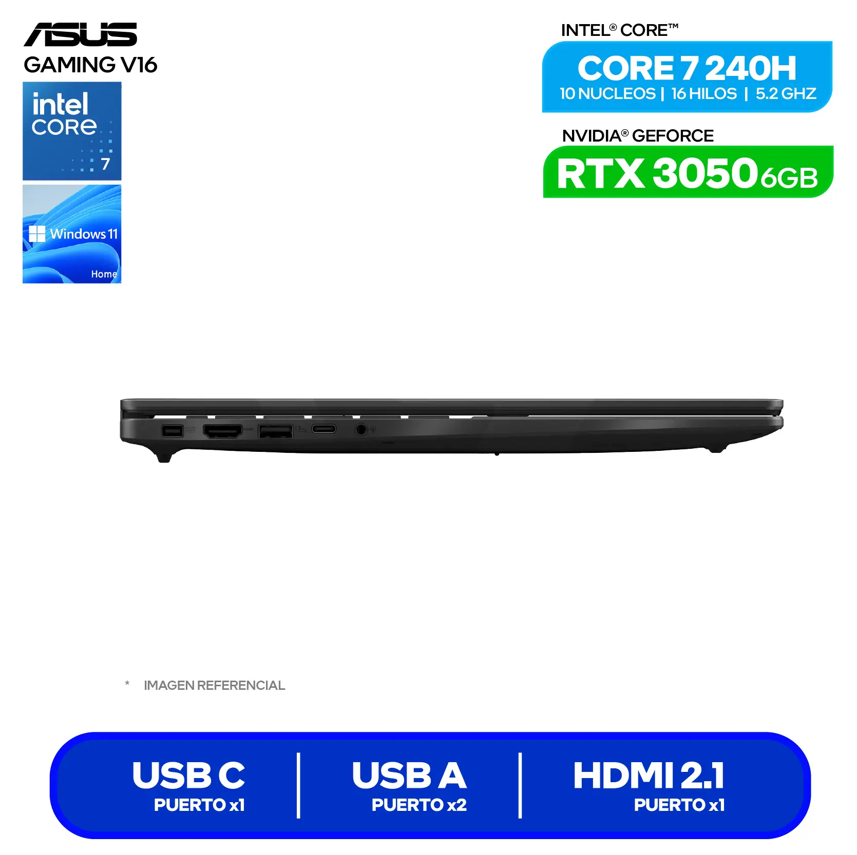 Laptop Asus Gaming V16 V3607VJ-RP096W (90NB15V1-M005Z0) Intel Core 7 240H, GeForce RTX 3050 6GB, RAM 16GB, SSD 512GB, 16'' FHD+, Windows 11 Home