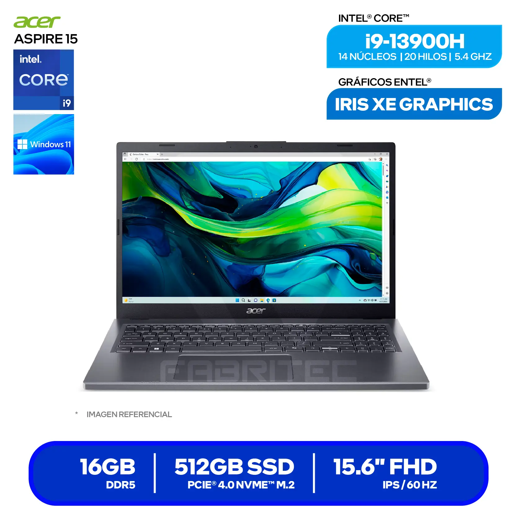Laptop Acer Aspire 15 A15-51M-99W4 (NX.JQYAL.002) Intel Core i9-13900H , RAM 16GB, SSD 512GB, 15.6'' FHD, Windows 11 Home