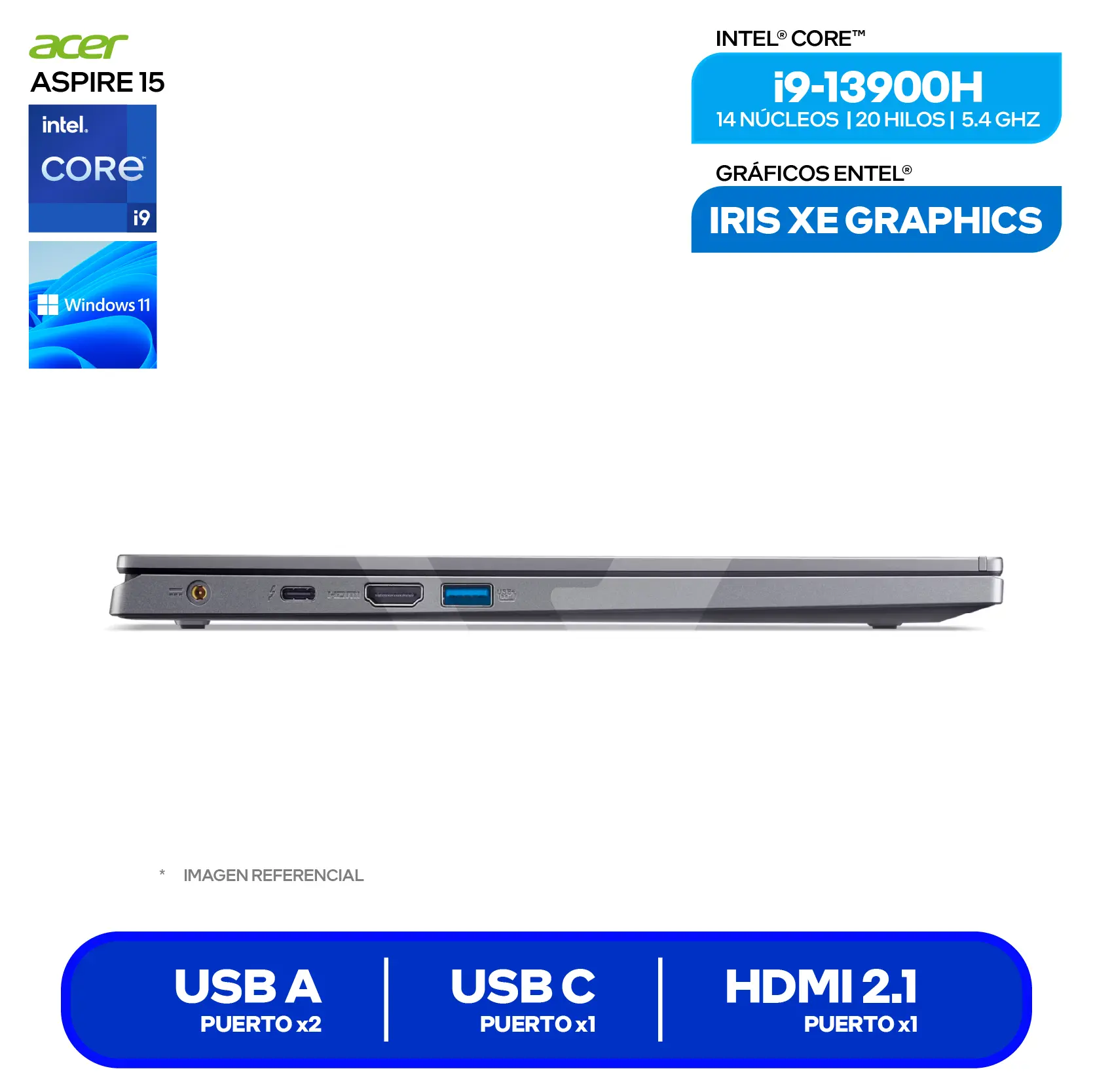 Laptop Acer Aspire 15 A15-51M-99W4 (NX.JQYAL.002) Intel Core i9-13900H , RAM 16GB, SSD 512GB, 15.6'' FHD, Windows 11 Home
