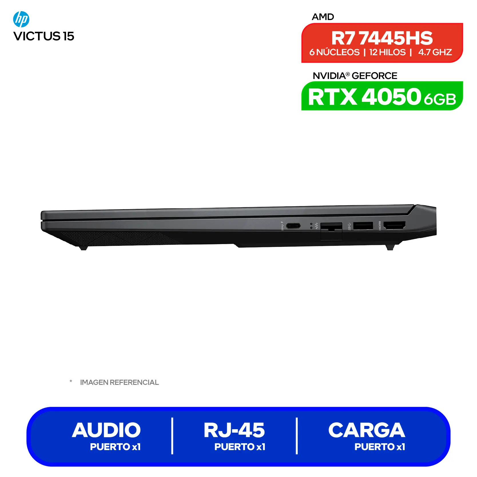 Laptop HP Victus 15-FB3022LA (BT4F2LA#ABM) AMD Ryzen 7 7445HS, GeForce RTX 4050 6GB, RAM 16GB, SSD 512GB, 15.6'' FHD, FreeDos