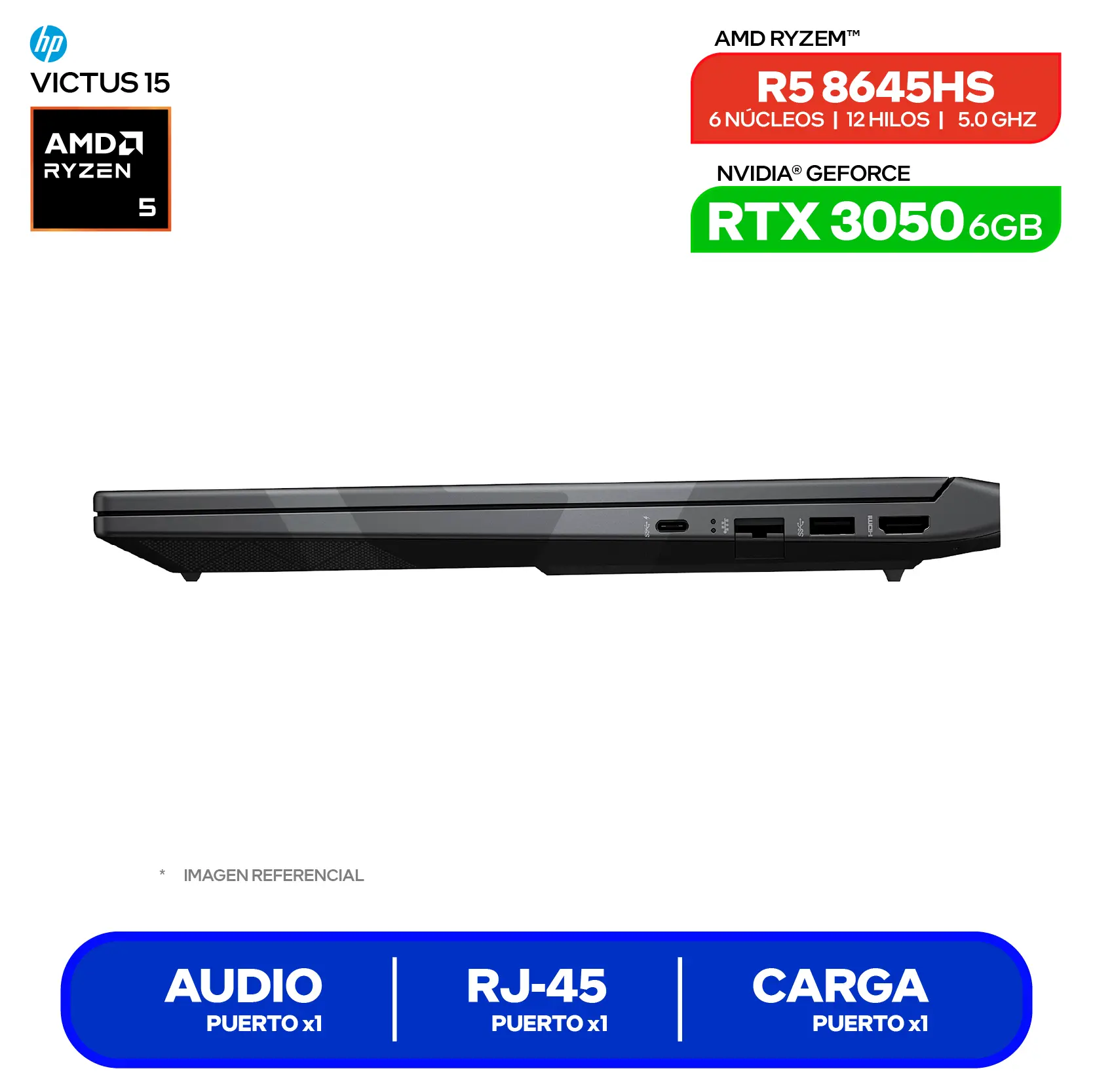 Laptop HP Victus 15-FB3012LA (BF9V3LA#ABM) AMD Ryzen 5 7235HS, GeForce RTX 3050 6GB, RAM 8GB, SSD 512GB, 15.6'' FHD, FreeDos