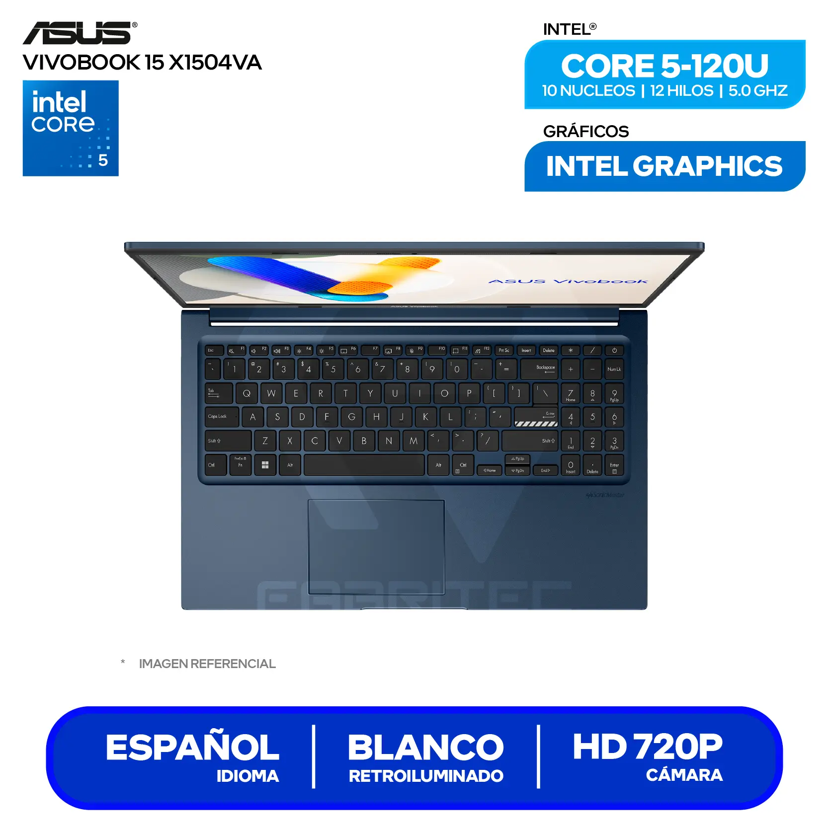 Asus Vivobook 15 X1504VA-BQ4055 (90NB13Y1-M02E90) Intel Core 5-120U, RAM 16GB, SSD 512GB, 15.6'' FHD, FreeDos