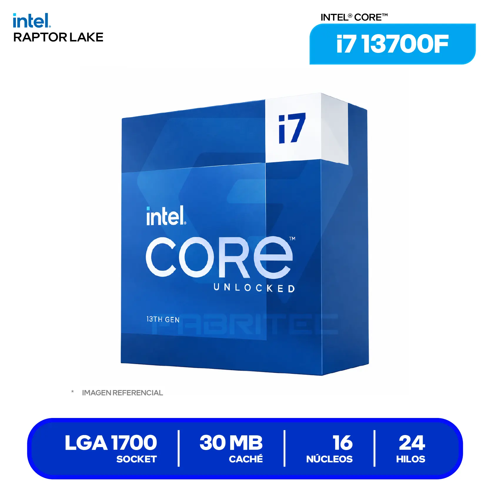 Procesador Intel Core i7-13700F (BX8071513700F) 2.10 GHz / 5.20 GHz, 16 Núcleos, LGA1700