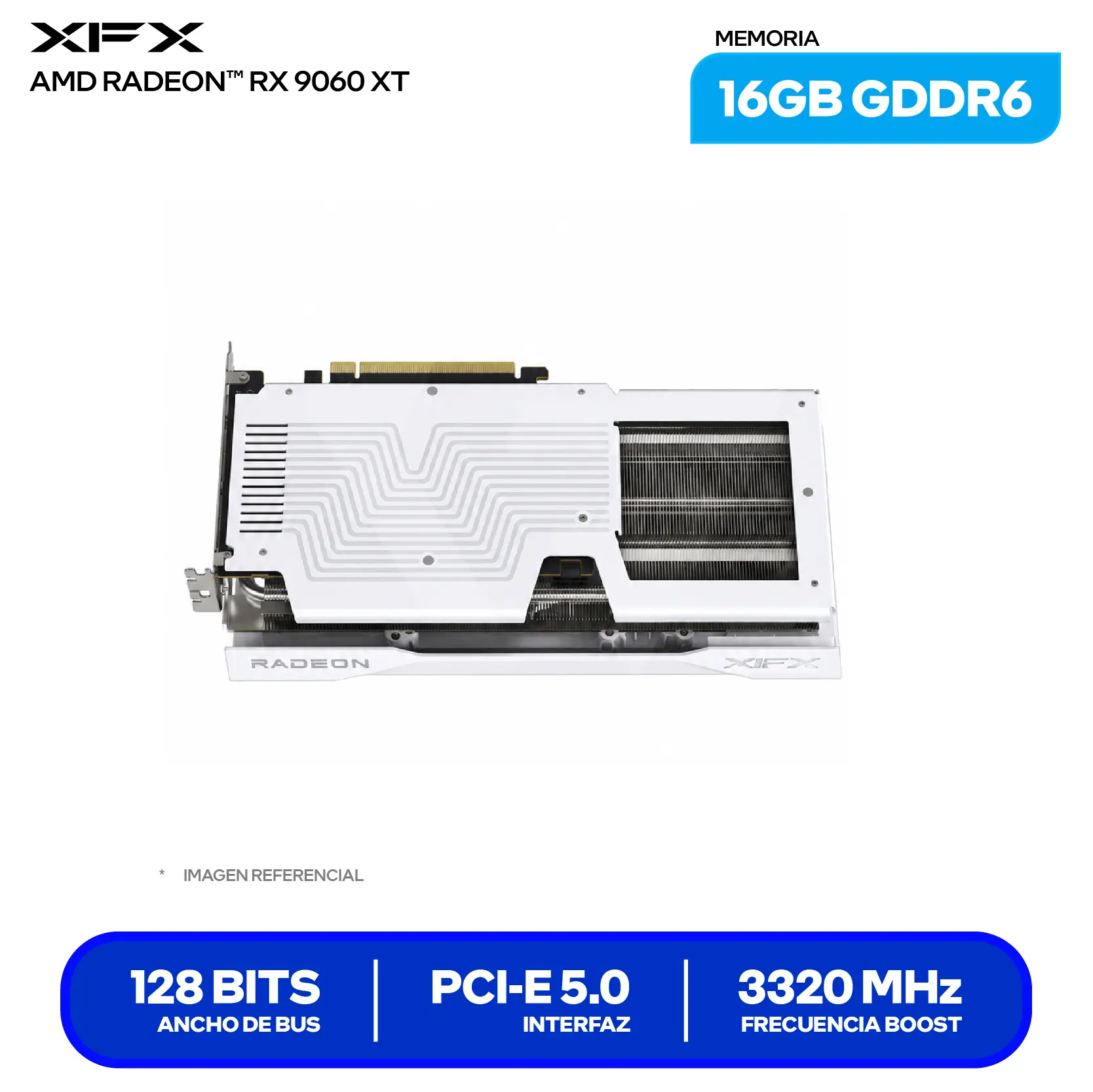 Tarjeta de video XFX Swift Radeon RX 9060 XT OC Triple Fan 16GB (RX-96TS316W7) GDDR6, 2x DisplayPort, 1x HDMI